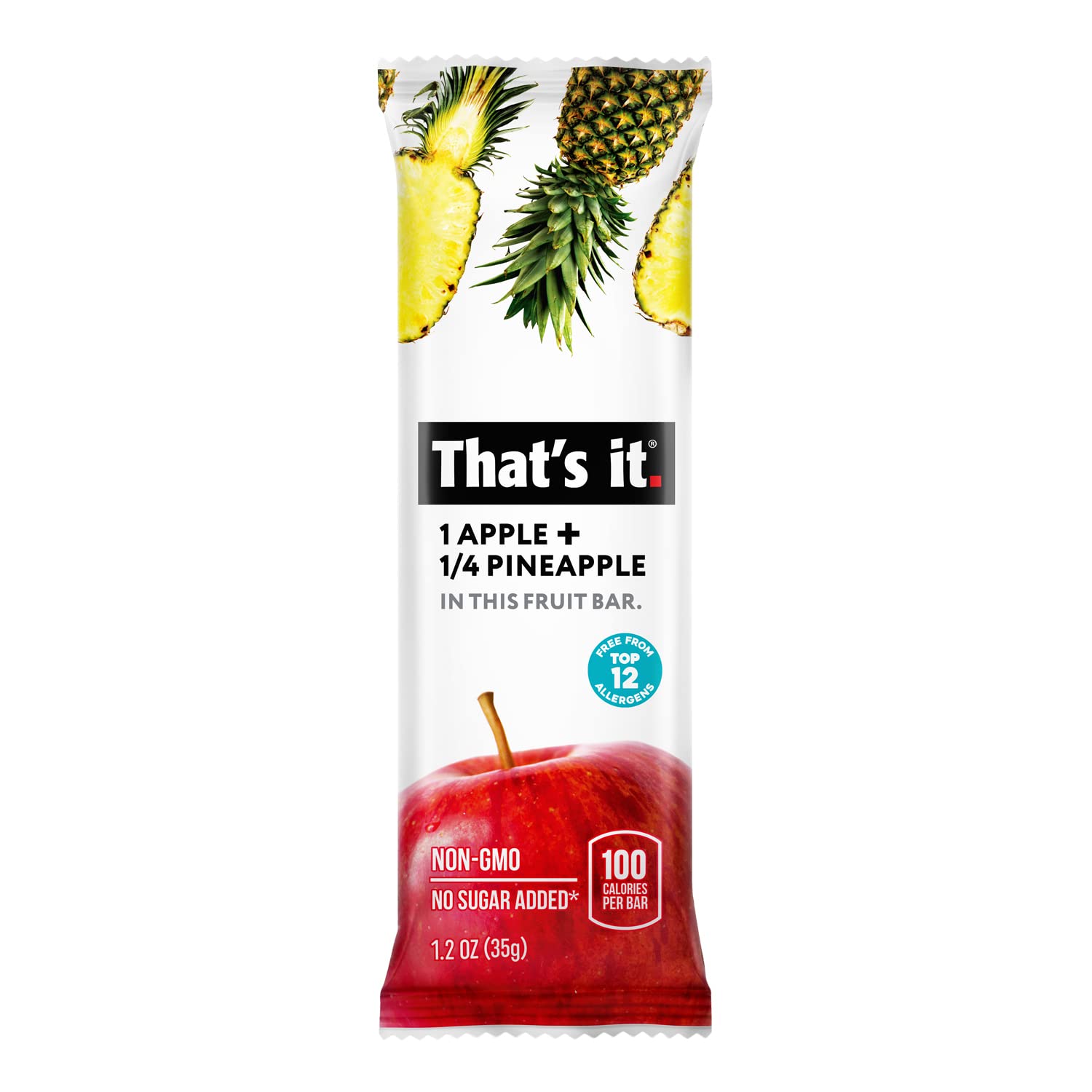 That's it. Apple + Pineapple 100% Natural Real Fruit Bar, Best High Fiber Vegan, Gluten Free Healthy Snack, Paleo for Children & Adults, Non GMO No Added Sugar, No Preservatives Energy Food (12 Pack) - Image 3