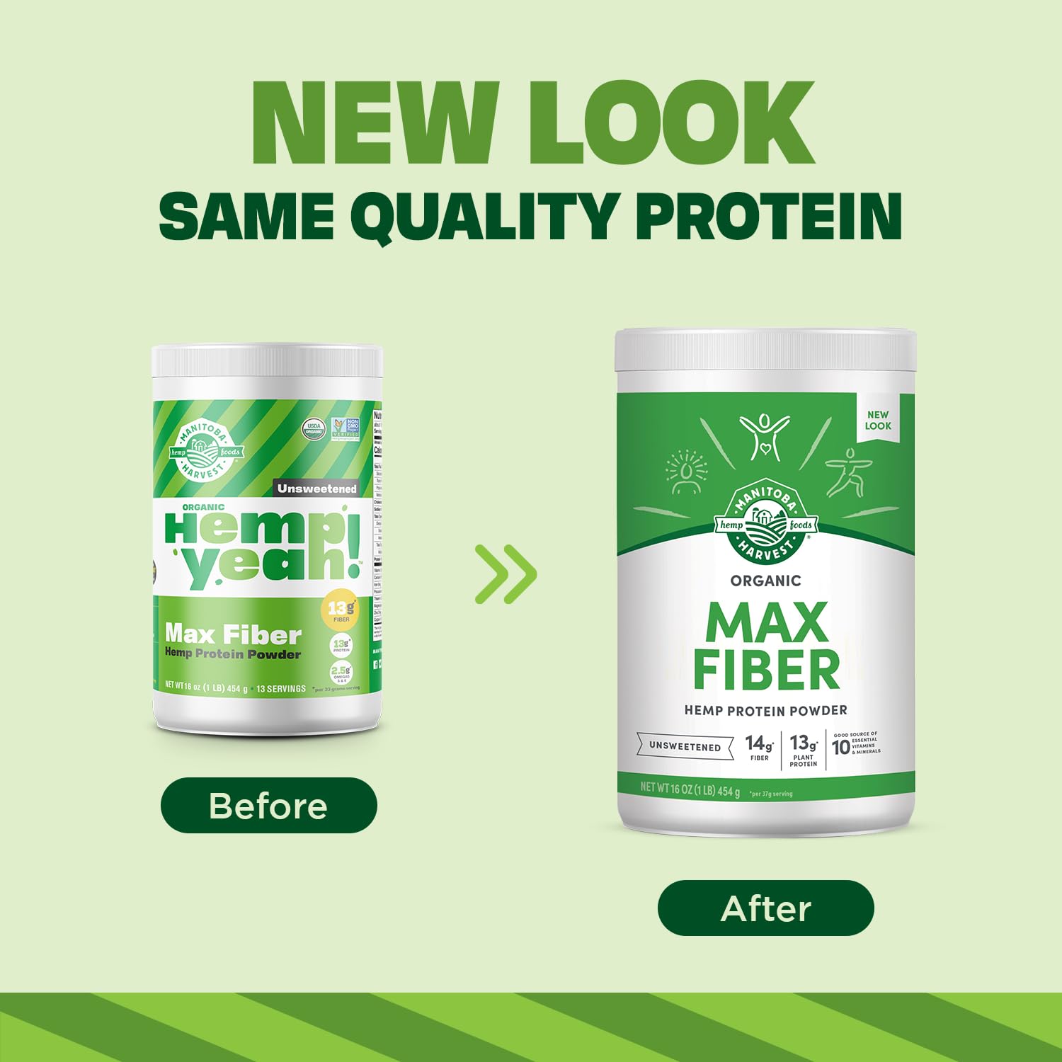 Manitoba Harvest Hemp Yeah Organic Max Fiber Protein Powder, Unsweetened, 16oz, with 13g of Fiber, 13g Protein and 2.5g Omegas 3&6 per Serving, Keto-Friendly, Preservative Free, Packaging May Vary - Image 2