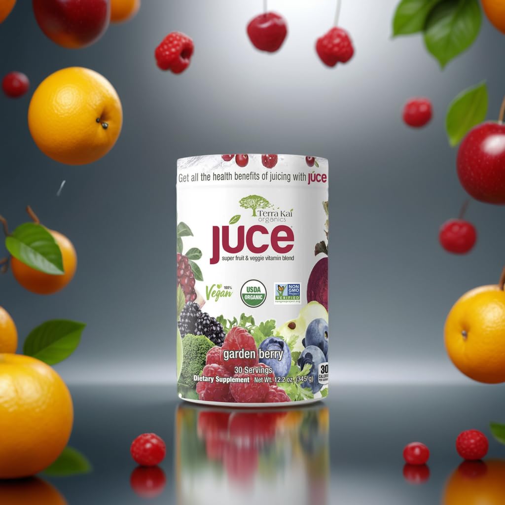 Terra-Kai Organics Juce Super Fruit and Veggie Blend Drink, 12.2-Ounce Garden Berry, 30 Servings, Greens Powder, Juce, Green Juice Powder, Super Food, Greens Drink, Juce Terra Kai (Pack 1) bundle with Vallary Spoon. - Image 6