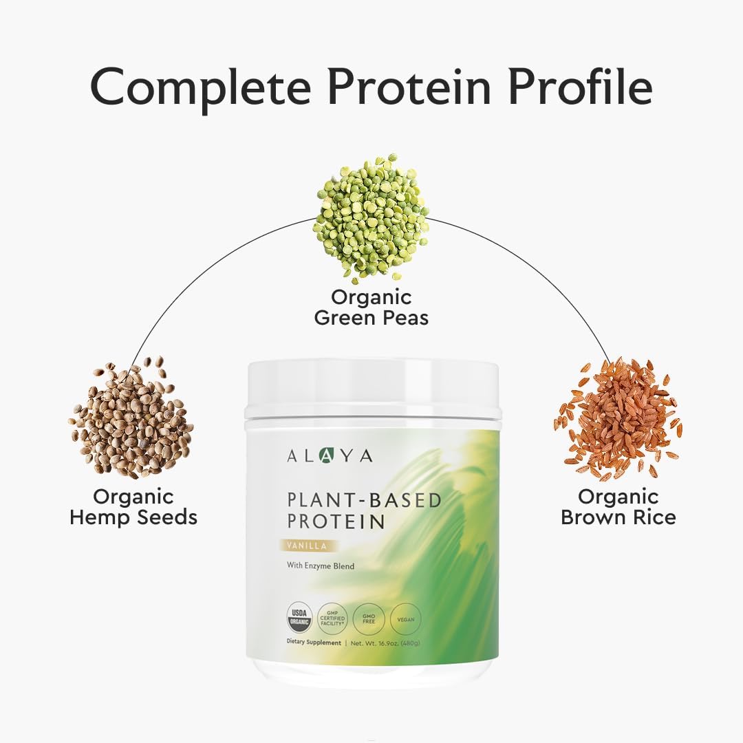 Alaya Naturals Organic Plant Based Protein Powder - Vegan Protein Powder with Pea Protein, Hemp Protein, & Spirulina - Non-GMO, USDA Organic, Vanilla - Image 6