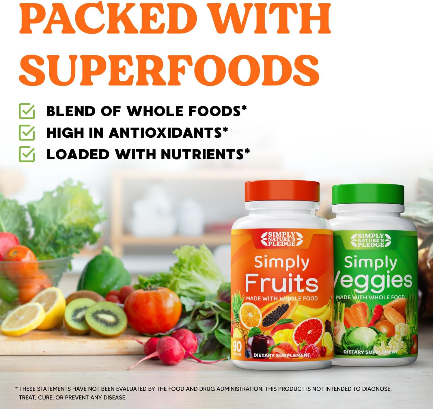 Simply Nature's Pledge - Packed with Over 40 Different Fruits & Vegetables - Made with Whole Food Superfoods - with High Beta Carotene – 100% Soy Free - 90 Count (Pack of 2) - Image 8