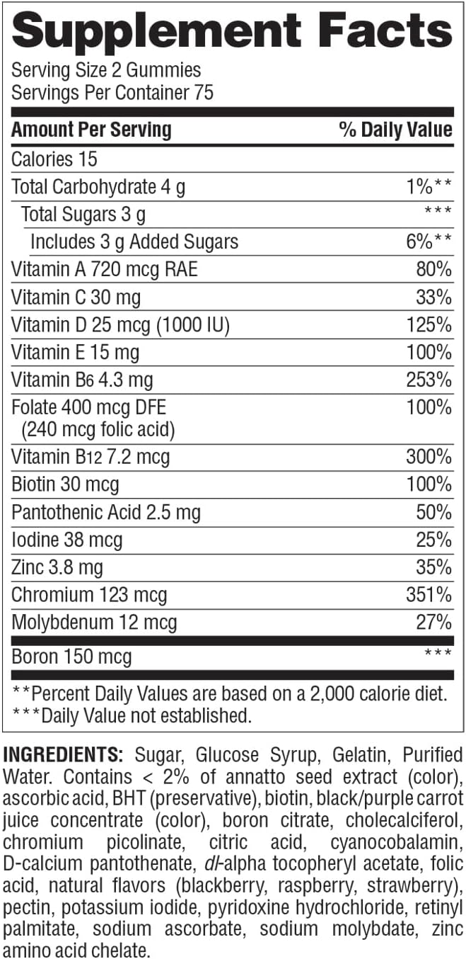 Nature's Wonder Men's Multivitamin Gummies, Supports Immune Health, Energy, Metabolism and Muscles with Vitamins A,C,D,B6,B12, 150 Men's Daily Multivitamin Gummies, 75 Day Supply - Image 9