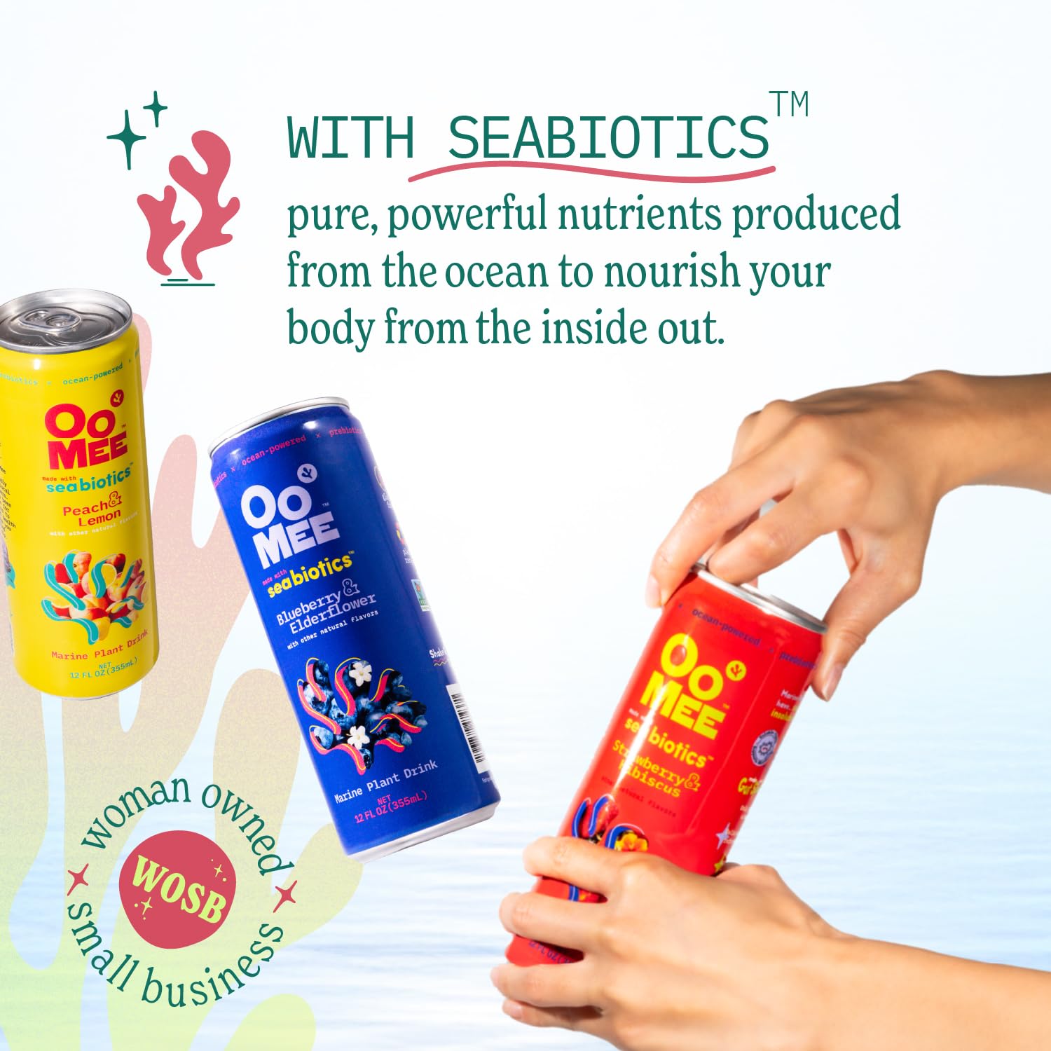 OoMee Prebiotic Drink | Peach & Lemon | Plant-Based Vegan Beverage with Marine-Sourced Agar Prebiotics (Seabiotics) for Digestive & Gut Health Functional Drink – 12oz Cans, 12-Pack - Image 6