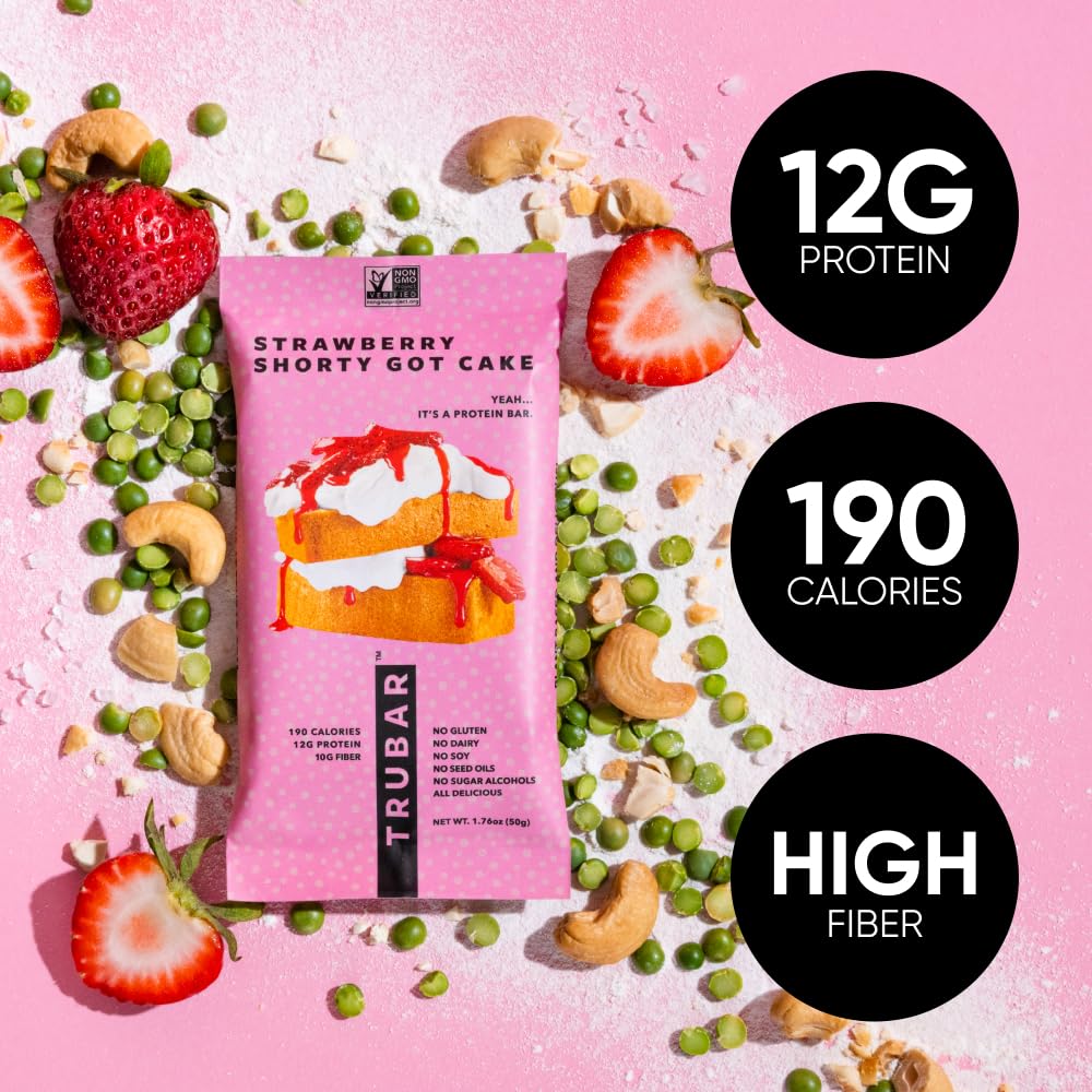 TRUBAR Vegan Protein Bars, Frosted & Fabulous Variety Pack, Donuts, Strawberry Shortcake & Birthday Cake, Gluten Free, Plant Based, High Fiber, Dairy Free, On the Go Healthy Snacks, 12 Count - Image 5