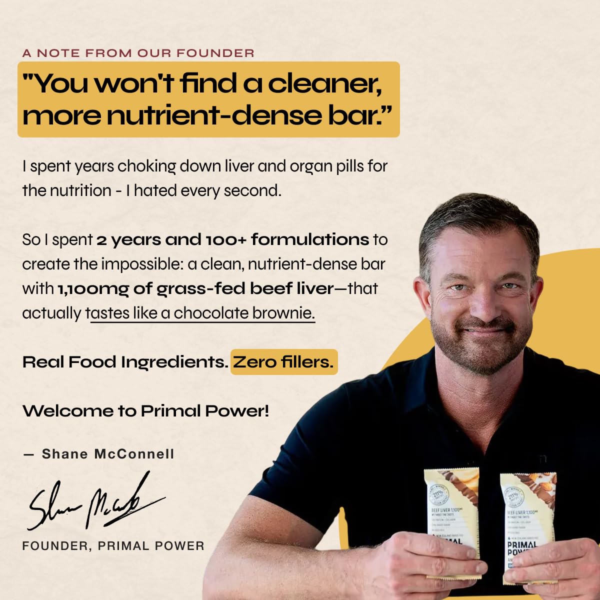 Primal Power Beef Liver Bar 1100mg - New Zealand Grass-Fed, 211% DV B12, 10g Protein Collagen - Zero Added Sugar, No Seed Oils, Gluten Free - Chocolate Peanut Butter (12 Pack) - Image 9