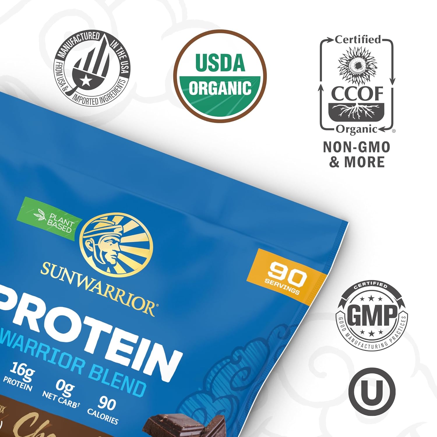 Organic Plant Based Protein Powder | Vegan Organic Protein Powder Chocolate Flavored with BCAA Amino Acids & Hemp Seed Pea Blend | Non-GMO Soy Dairy Filler & Gluten Free (Chocolate, 90 Servings) - Image 3