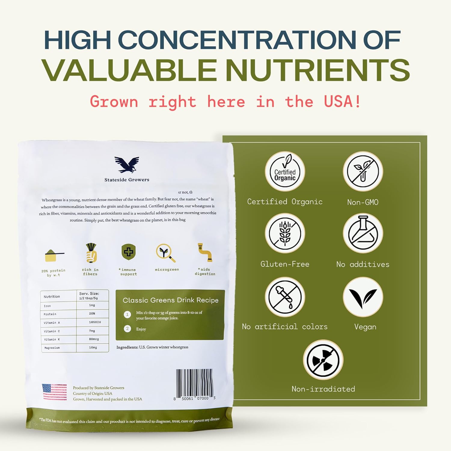Organic Wheatgrass Powder - 100% Whole-Leaf Powder for Energy, Detox & Immunity Support - Rich in Immune Vitamins, Fibers, and Minerals - Vegan-Friendly, Raw & Gluten-Free (8 Ounce) - Image 3
