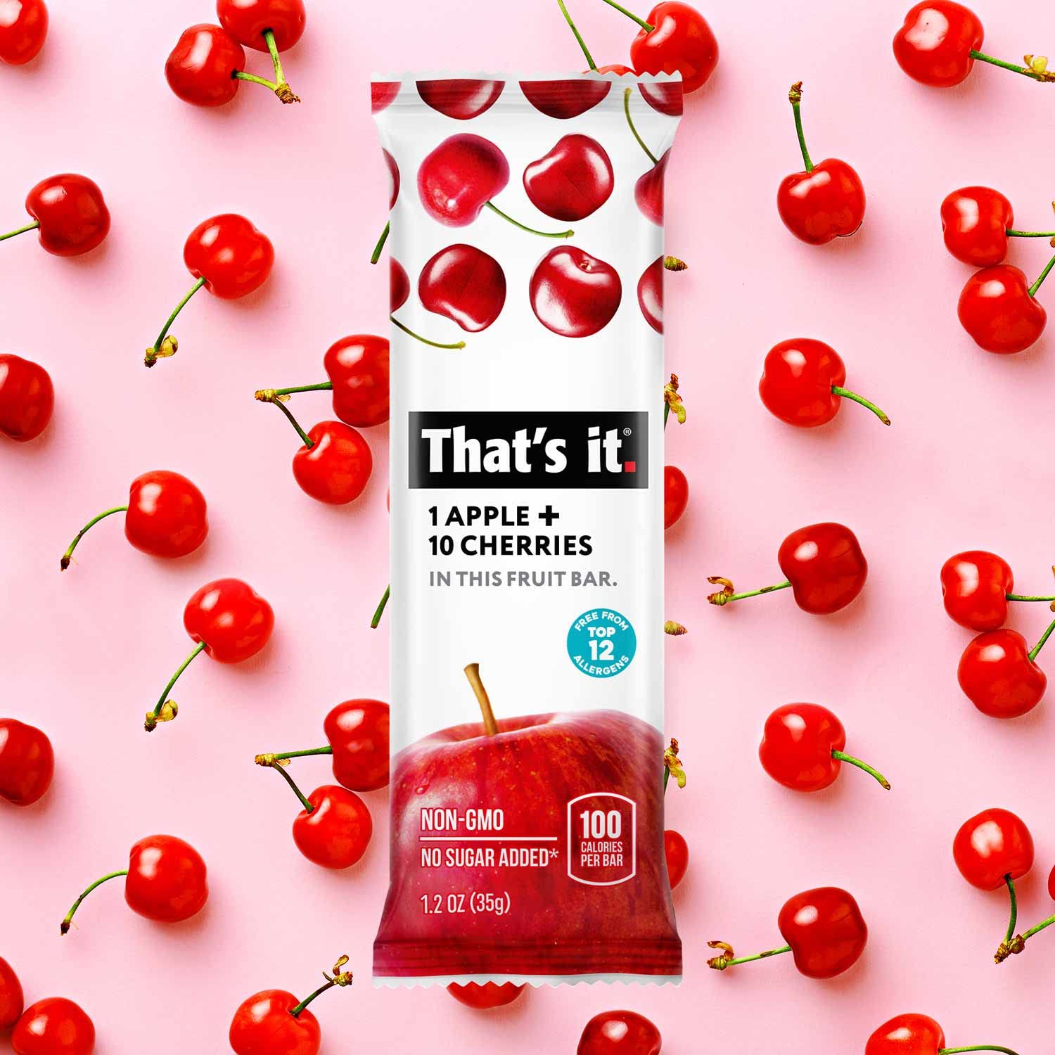 That's it. Apple + Cherry 100% Natural Real Fruit Bar, Best High Fiber Vegan, Gluten Free Healthy Snack, Paleo for Children & Adults, Non GMO No Sugar Added, No Preservatives Energy Food (12 Pack) - Image 4