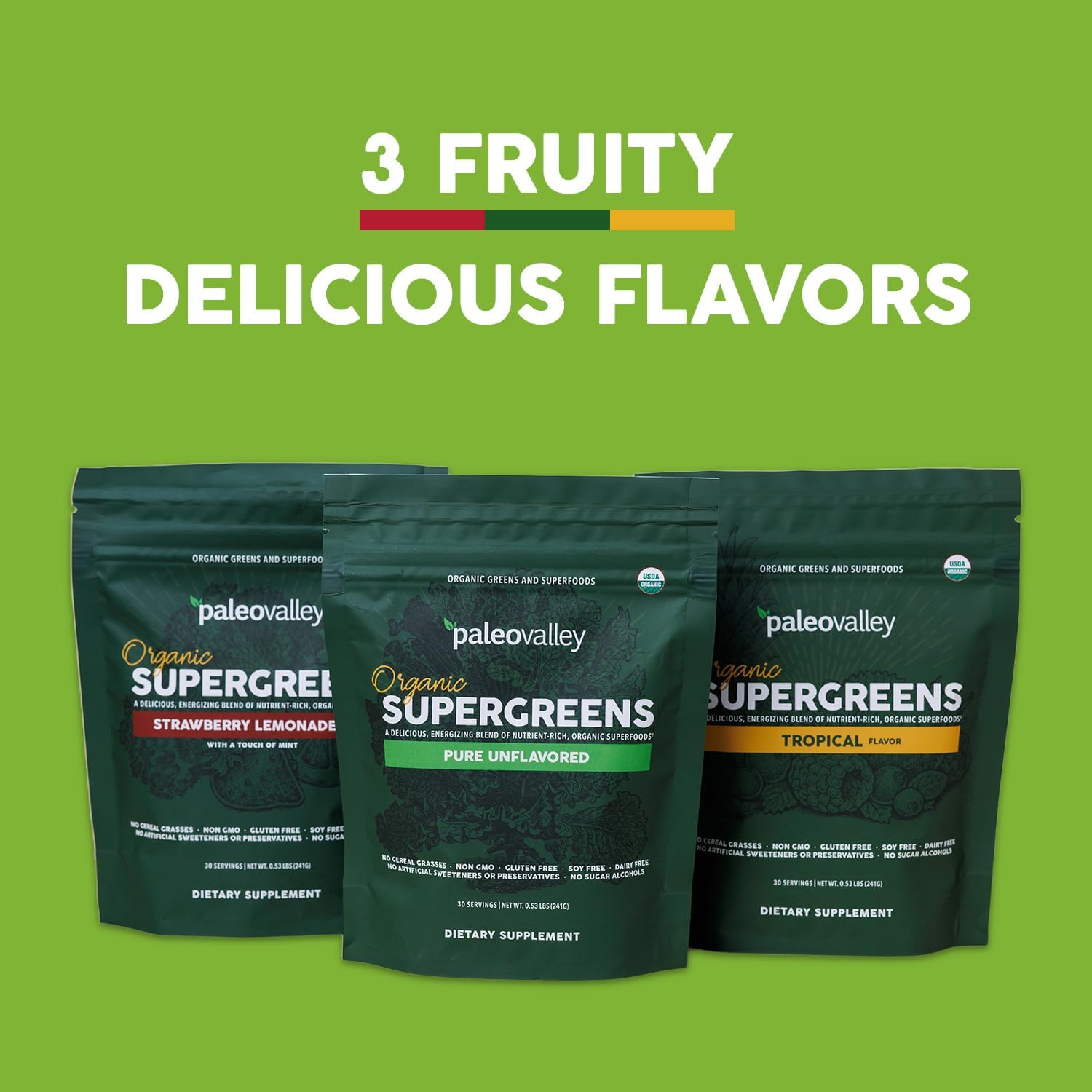 Paleovalley Organic Supergreens Powder - 23 Superfoods with Prebiotic Fiber for Energy and Immunity Support - No Cereal Grasses for Maximum Absorption - Pure Unflavored, 30 Servings - Image 2