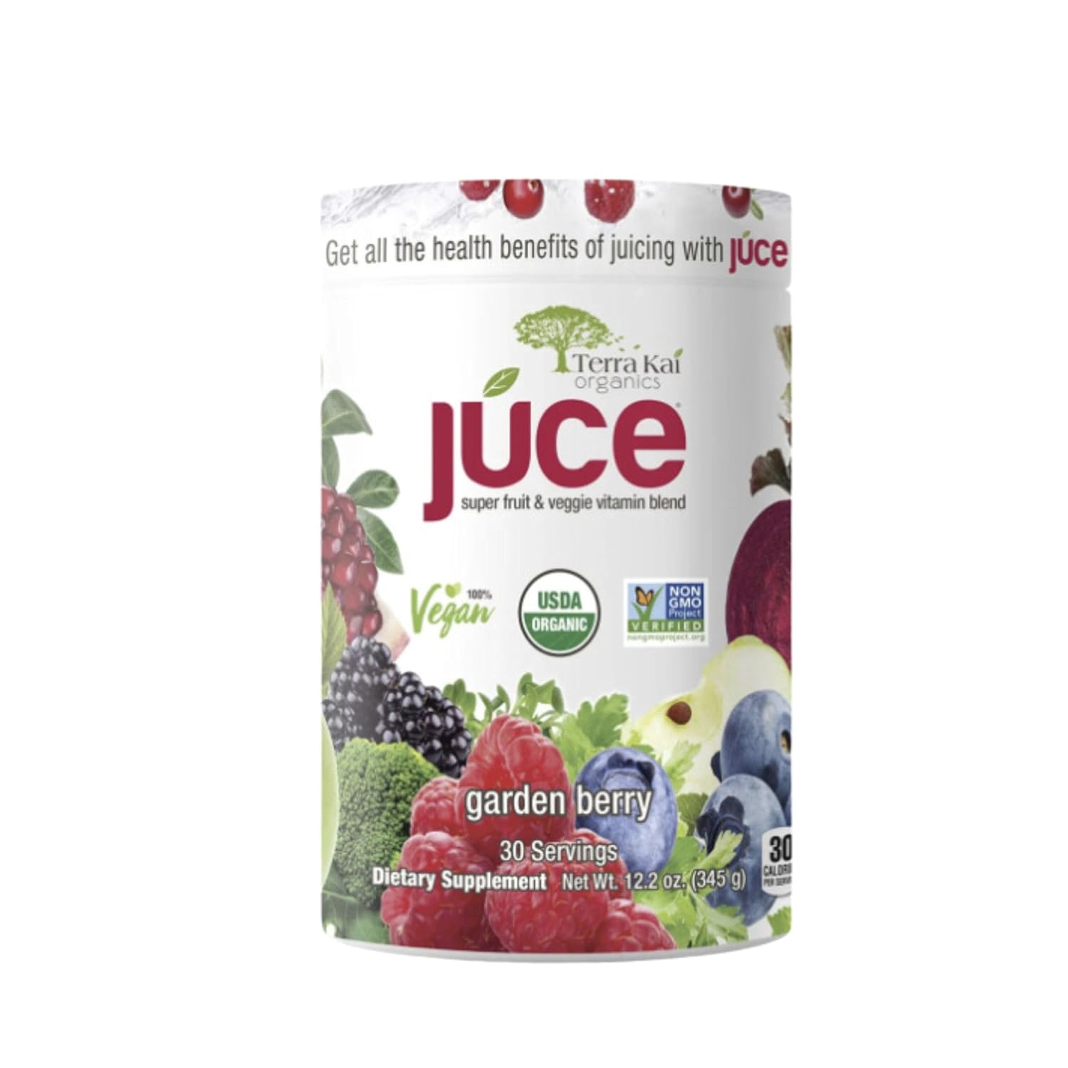 Terra-Kai Organics Juce Super Fruit and Veggie Blend Drink, 12.2-Ounce Garden Berry, 30 Servings, Greens Powder, Juce, Green Juice Powder, Super Food, Greens Drink, Juce Terra Kai (Pack 1) bundle with Vallary Spoon. - Image 3