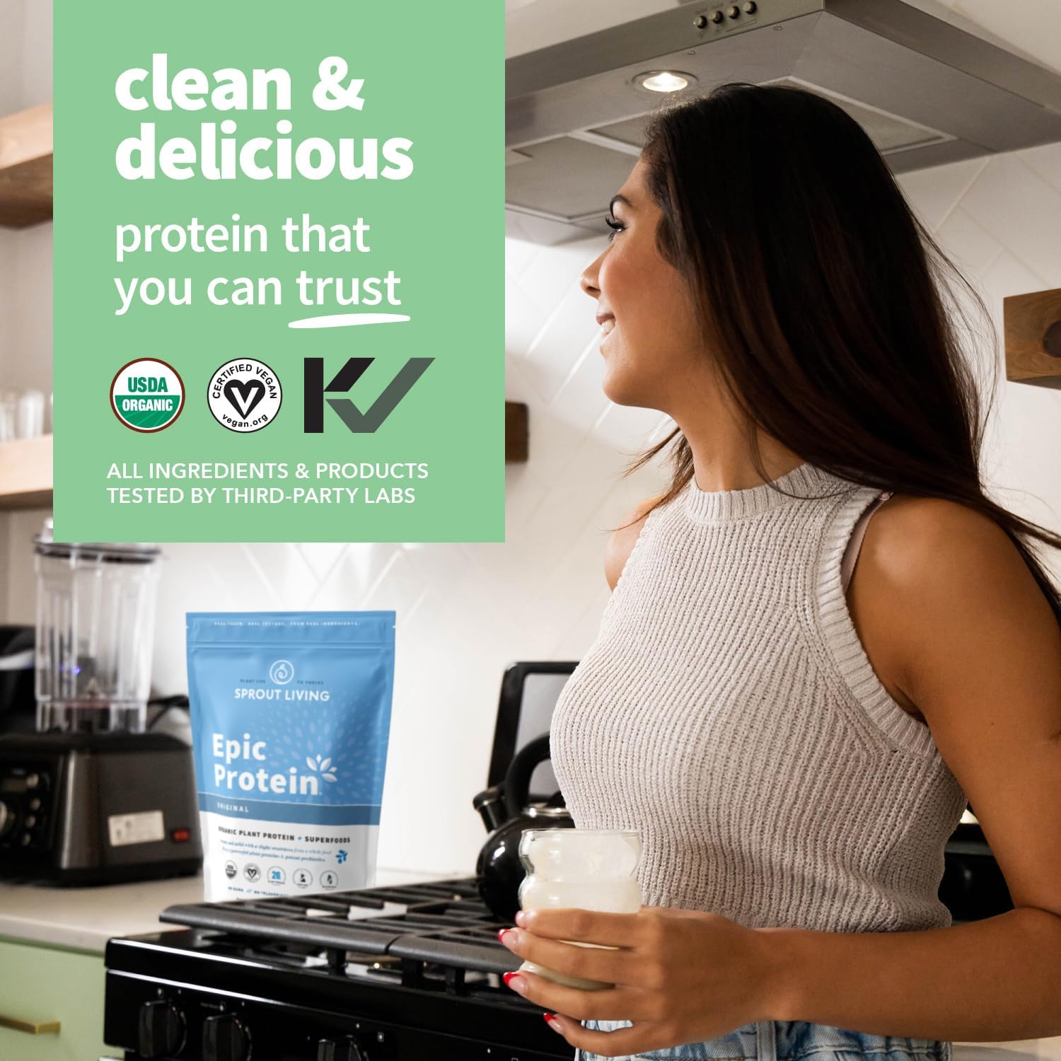 Sprout Living Plant Based Protein & Superfoods Powder, Original, Unflavored | Organic Protein Powder, Vegan, Non Dairy, Non-GMO, Gluten Free, Sugar Free, Perfect Keto Drink Mix (2 lb) - Image 2