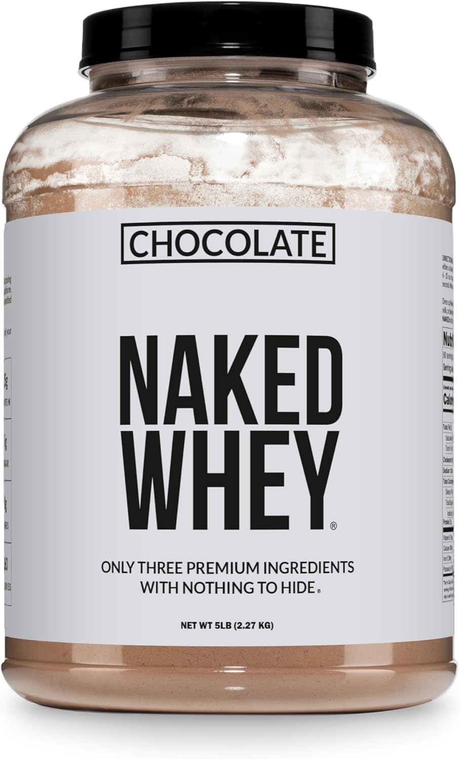 NAKED Whey Protein Supplement Powder, Chocolate, NSF Certified, GMO Free, Soy Free, Gluten Free Aid Muscle Growth and Recovery 60 Servings, 5 Ib