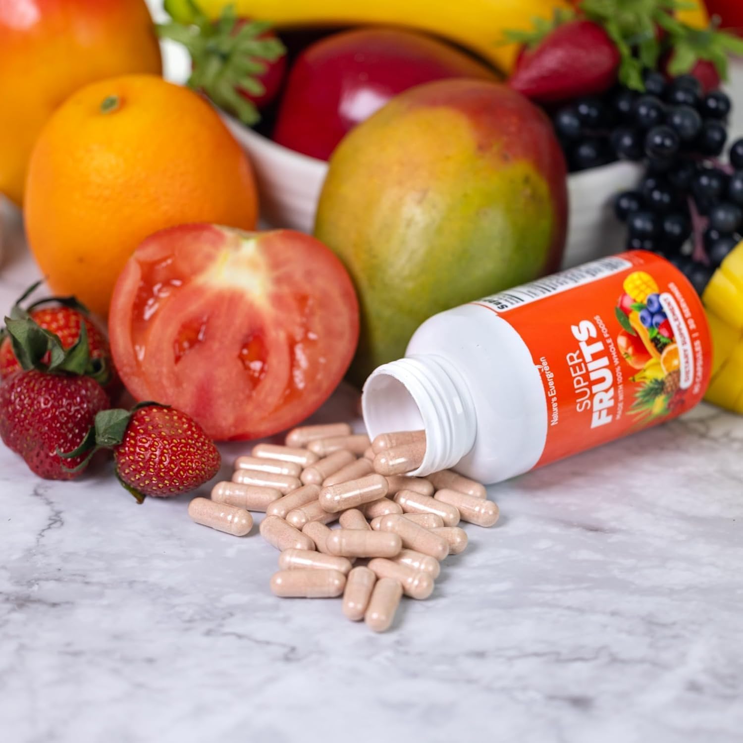 Fruits and Veggies Supplement - Nature Fruits and Vegetables Supplements - Vegan, Non GMO, Soy Free, Superfood Vitamins & Minerals Nutritional Balance - (Total 180 Capsules - Pack of 2) Made in USA - Image 8