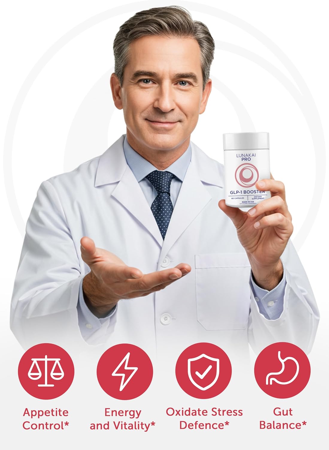 Lunakai PRO USA Made GLP-1 Supplement - Natural GLP 1 Booster with Probiotics & Resveratrol – Supports Weight Management, Cravings & Metabolism, 60ct - Image 8