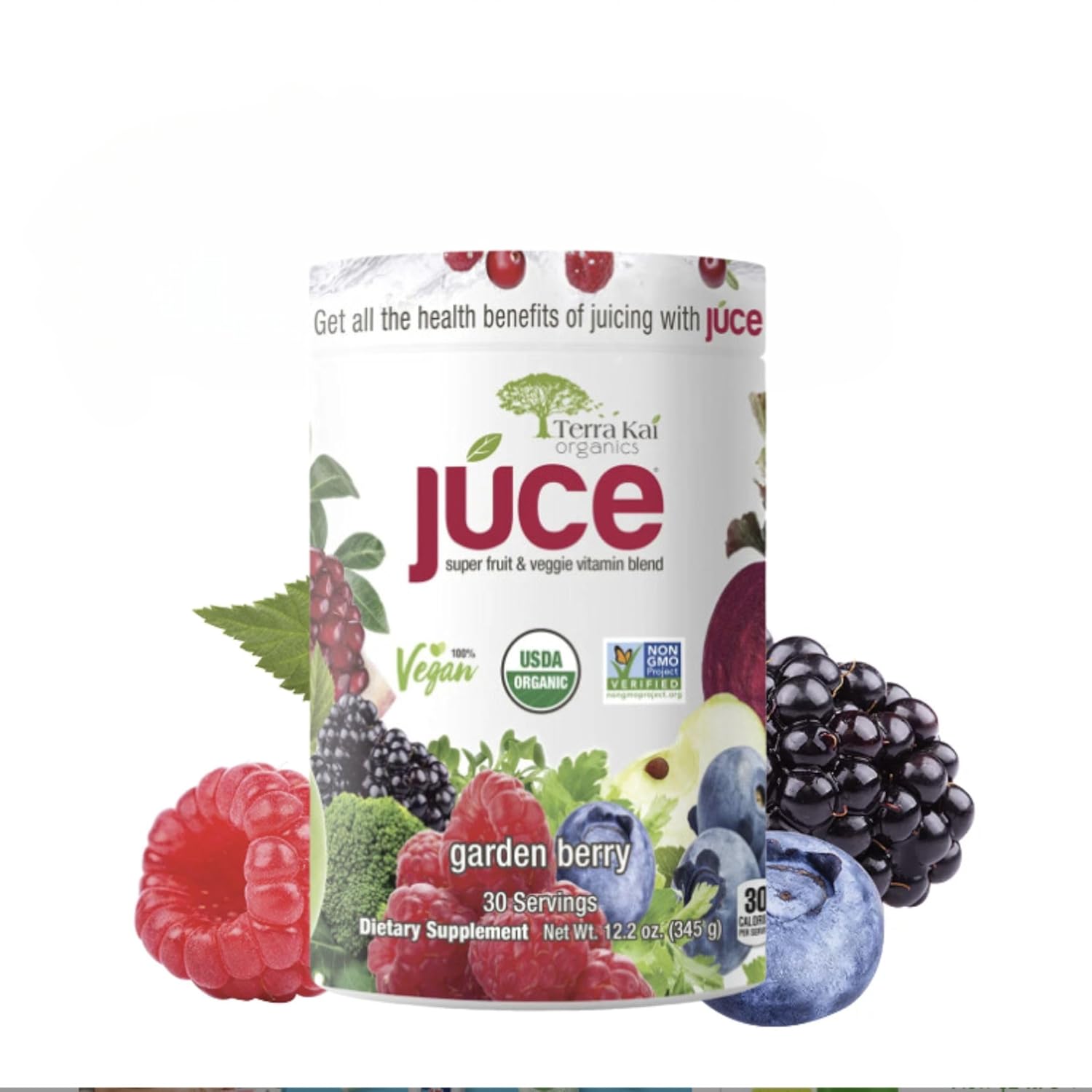 Terra-Kai Organics Juce Super Fruit and Veggie Blend Drink, 12.2-Ounce Garden Berry, 30 Servings, Greens Powder, Juce, Green Juice Powder, Super Food, Greens Drink, Juce Terra Kai (Pack 1) bundle with Vallary Spoon. - Image 4