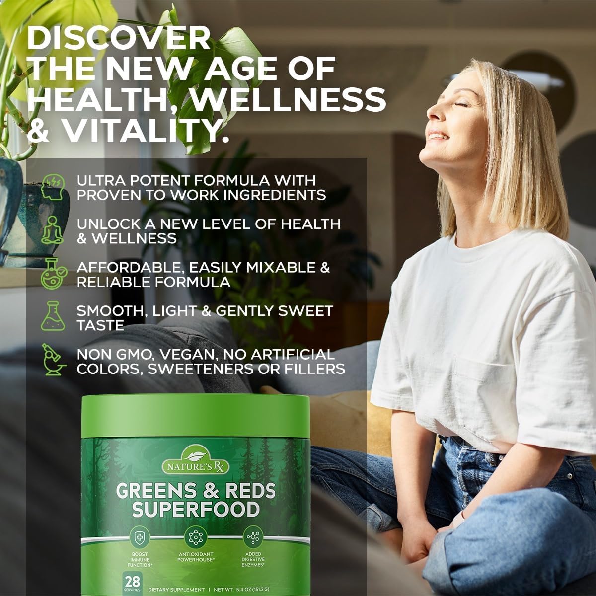 Nature's RX | #1 RATED Greens & Reds Superfood | Strengthen Immune System, Reduce Bloating | 17 Powerful Ingredients | 100% Naturally Sourced & 3rd Party Tested Ingredients - 28 Servings - Image 4