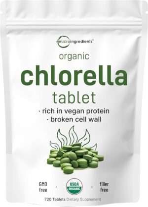 Organic Chlorella Tablets, 500mg Pe...