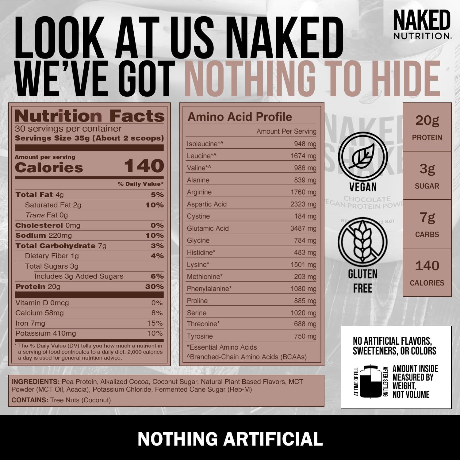 NAKED Shake - Chocolate Protein Powder - Plant Based Protein Shake with Mct Oil, NSF Certified, Gluten-Free, Soy-Free, No Gmos Or Artificial Sweeteners - 30 Servings - Image 5