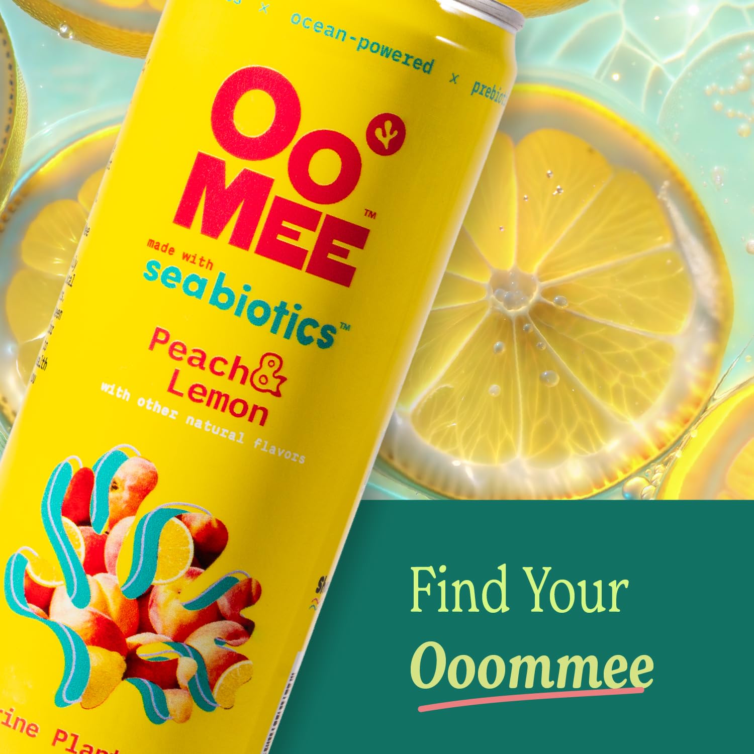 OoMee Prebiotic Drink | Peach & Lemon | Plant-Based Vegan Beverage with Marine-Sourced Agar Prebiotics (Seabiotics) for Digestive & Gut Health Functional Drink – 12oz Cans, 12-Pack - Image 4