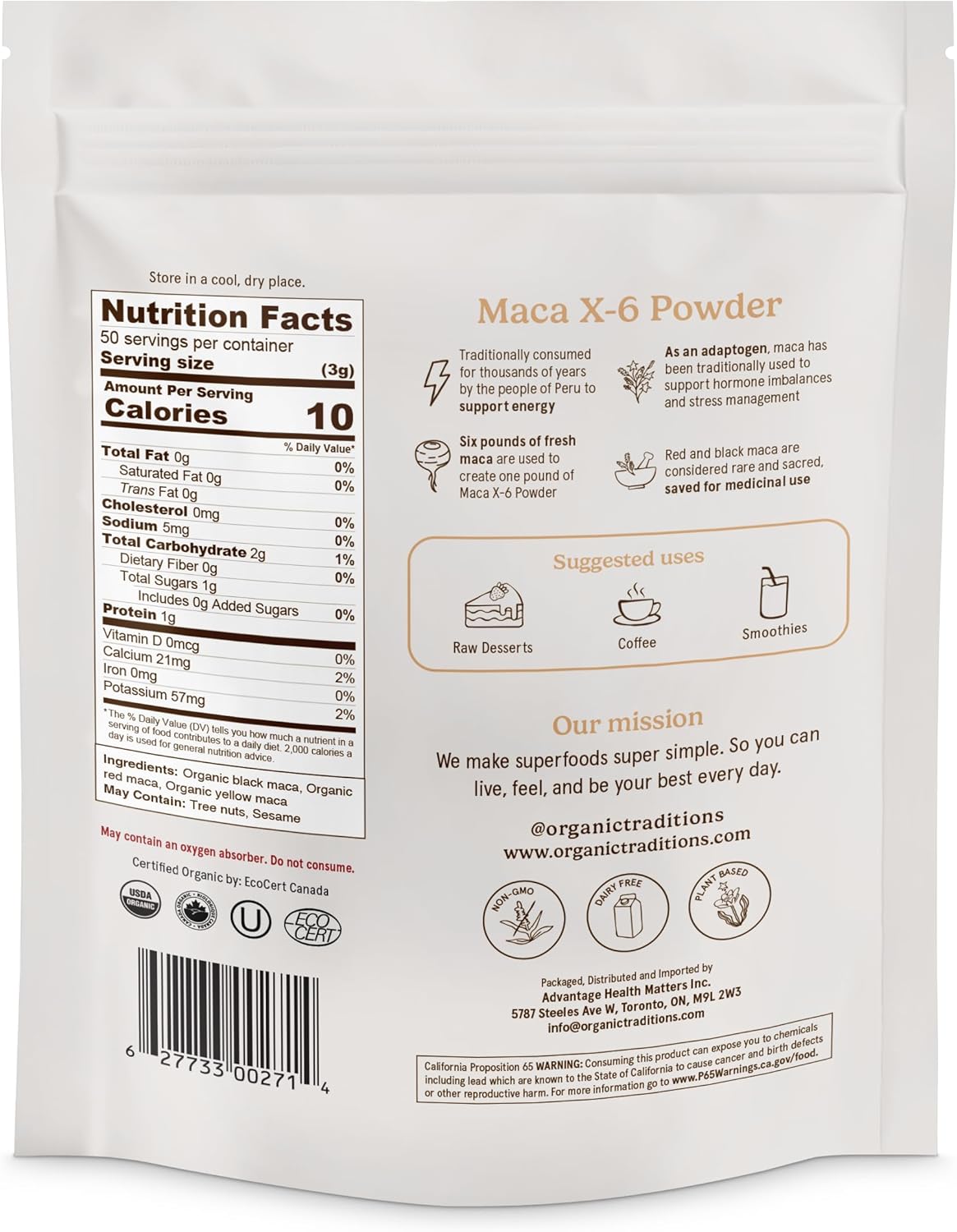 Organic Traditions Maca X 6 Powder, Maca Root Black Red and Yellow, Traditionally Used in Peru for Vitality and Daily Energy, Concentrated Superfood for Daily Wellnes for Men and Women, 150g / 5.3oz - Image 4