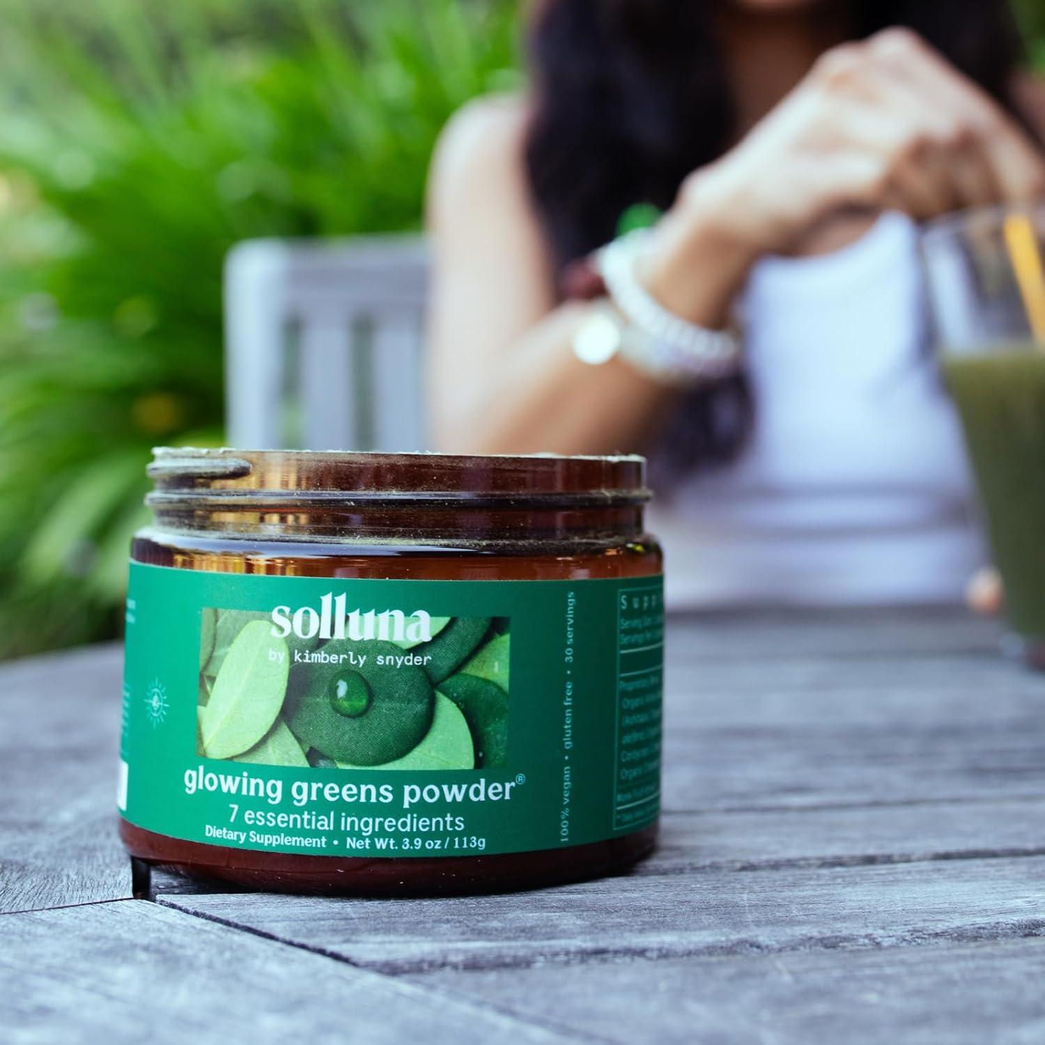 Solluna by Kimberly Snyder Greens Superfood Powder with Spirulina, Cordyceps, Chlorella, Moringa, Ashitaba, Amalaki, Monk Fruit — Vitamins & Minerals for Energy & Mood (30 Serv) Vegan & Non-GMO - Image 4