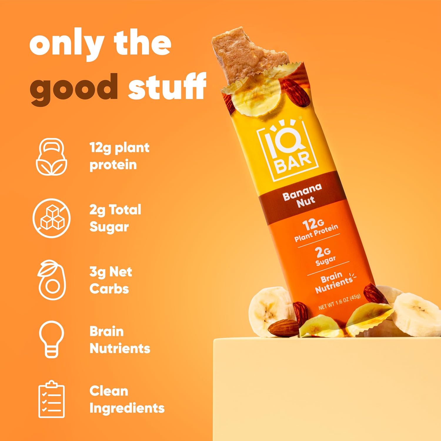 IQBAR Brain and Body Keto Protein Bar - Banana Nut Keto - Energy Bar - Low Carb Protein - High Fiber Vegan and Low Sugar Meal Replacement - Vegan Snack - Image 5