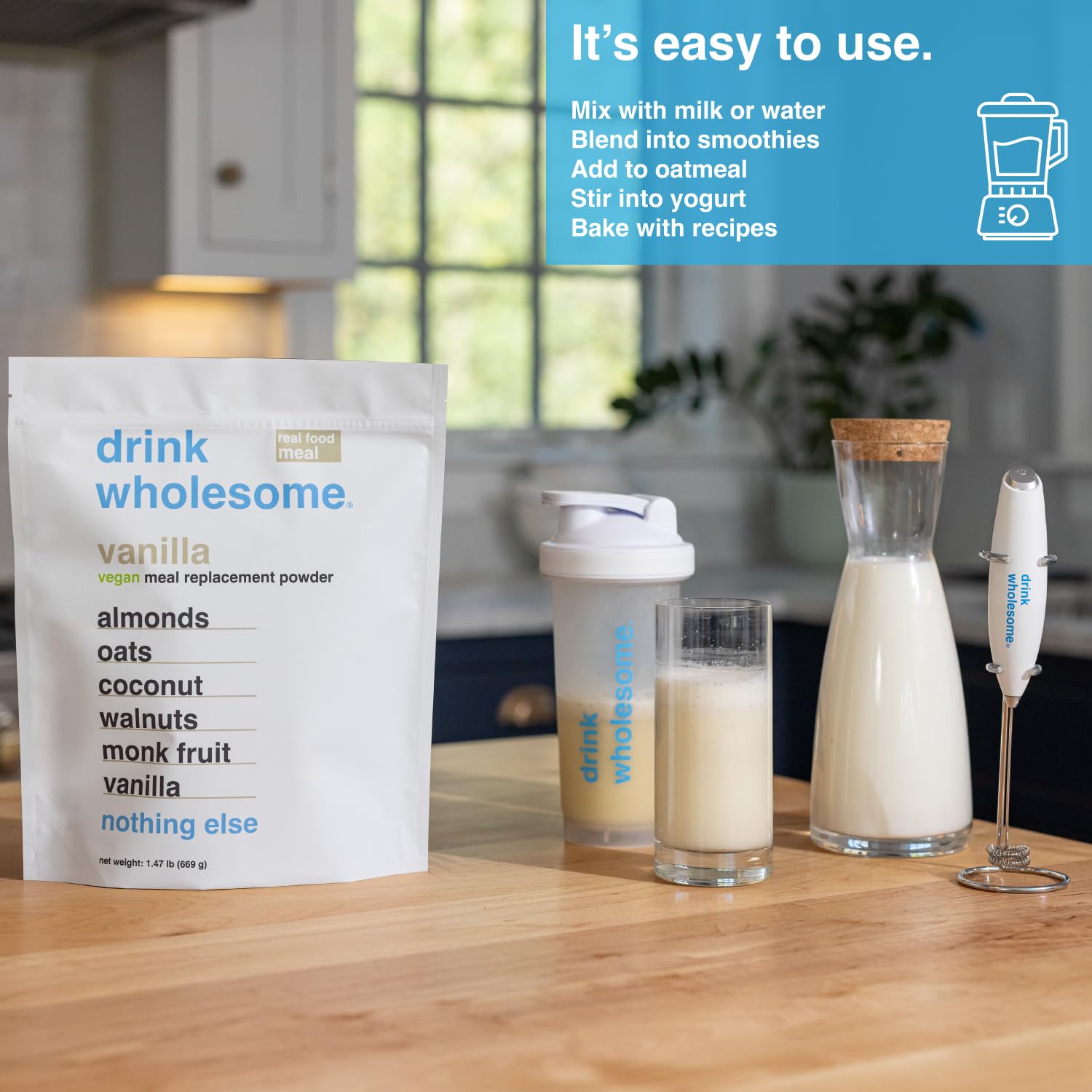 Drink Wholesome Vegan Vanilla Meal Replacement Powder for Sensitive Stomachs | Minimally-Processed, Whole-Food Meal | Additive-Free, Dairy-Free, Gluten-Free | Low Sodium - Image 5