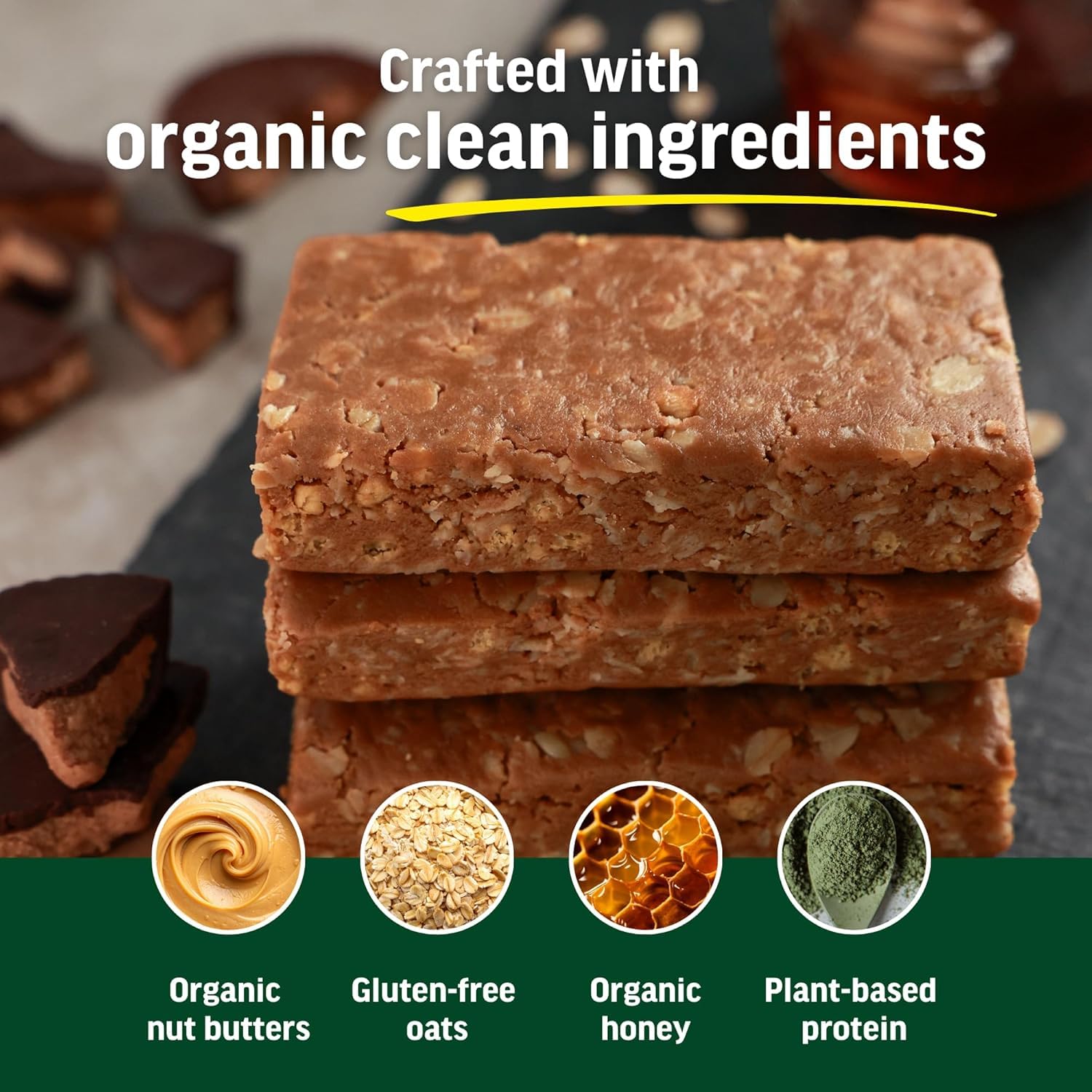 Kate’s Real Food Organic Protein Bars – (Peanut Butter Cup, 2.2 oz, Pack of 12) – Plant Based Protein Bars - Gluten Free, Soy Free, Non GMO, Whole Grains, and All Natural - Image 6
