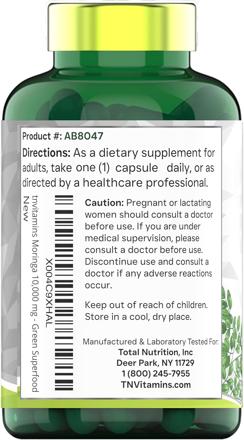 tnvitamins Moringa Capsules 10,000 mg - 120 Capsules | High Potency Moringa Leaf Extract Superfood Supplement for Energy, Vitality & Antioxidant Support - Image 8