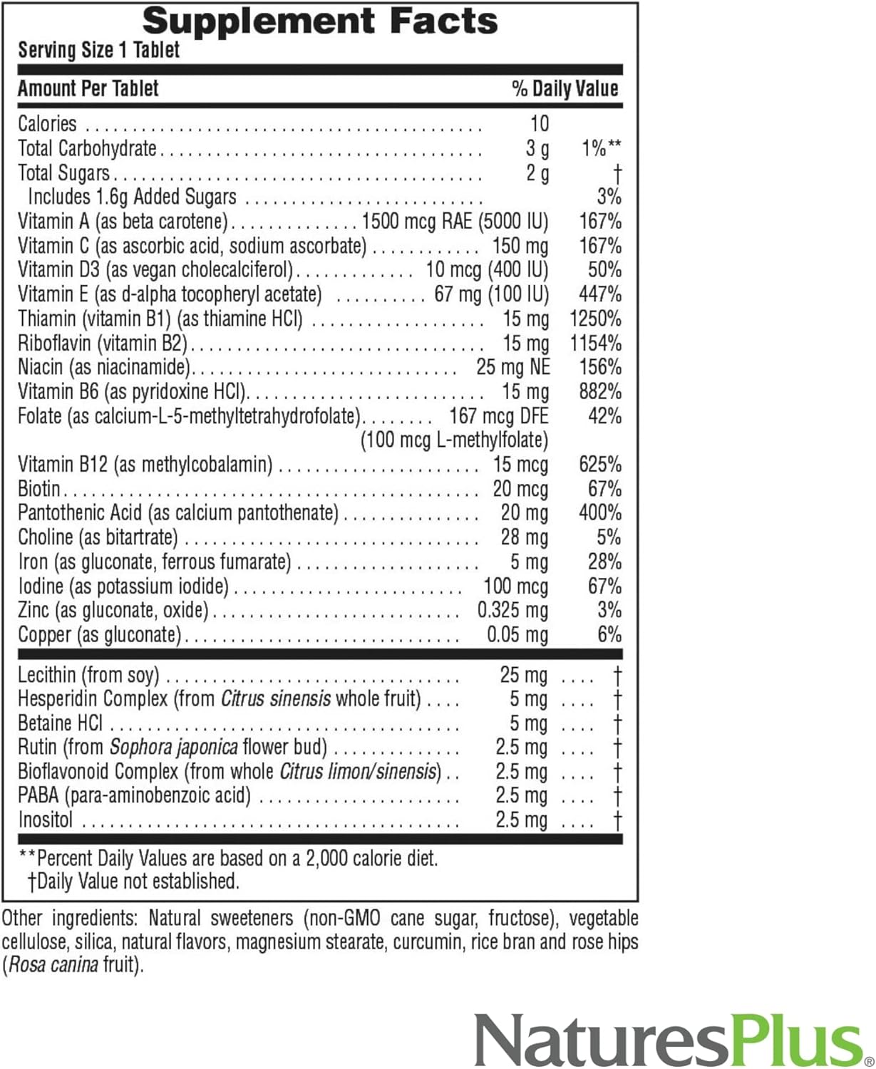 NaturesPlus Adult's Chewable, Pineapple Flavor - 180 Tablets - Multivitamin & Mineral - Vegan, Gluten Free - 180 Servings - Image 5