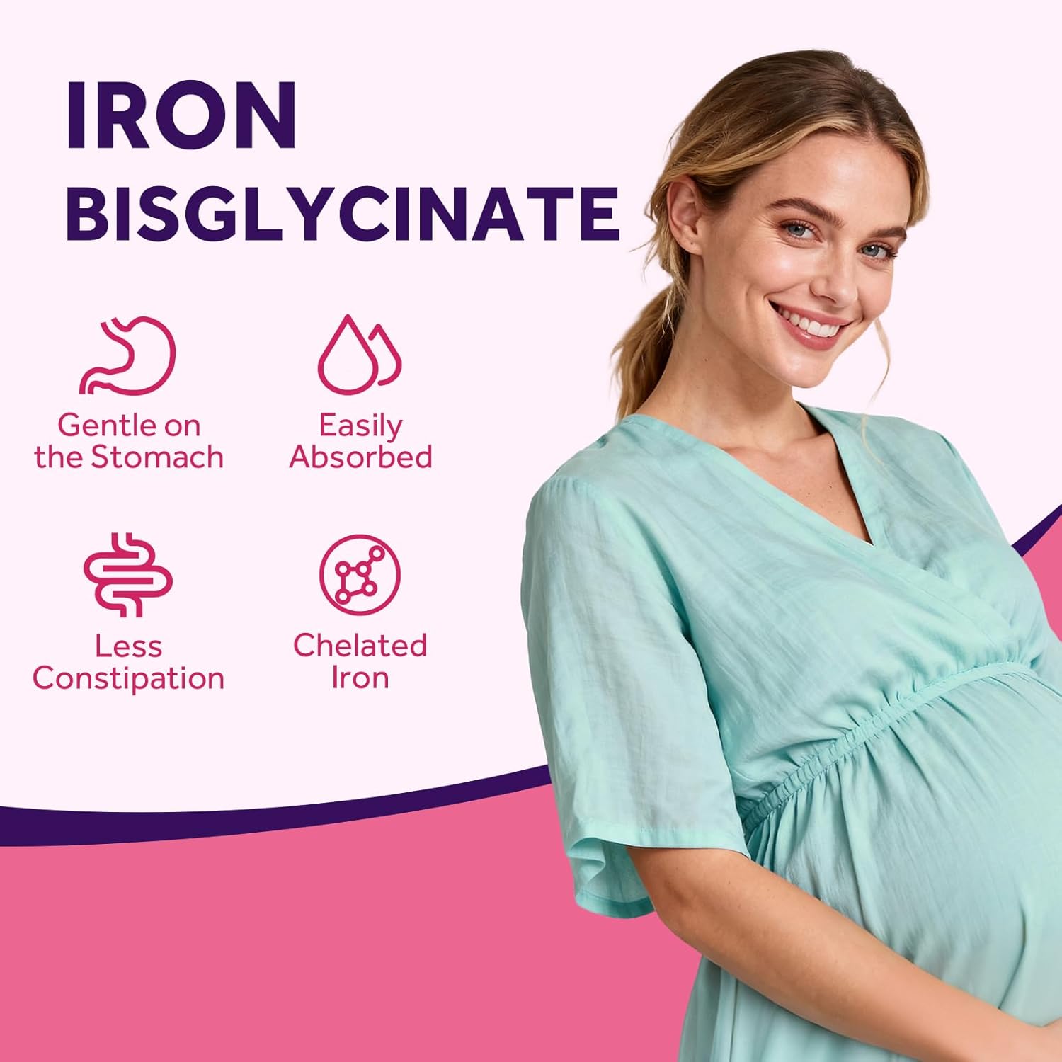 Doctor's Recipes Iron Supplement for Pregnant Women, Chelated Iron Bisglycinate, with Vitamin C for High Absorption, Gentle, Red Blood Cell Production Support, 60 Vegan Caps - Image 6