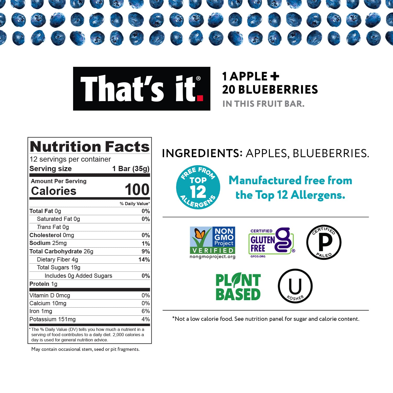 That's it. Variety Pack 100% Natural Real Fruit Bar, Best High Fiber Vegan, Gluten Free Healthy Snack, Paleo for Children & Adults, Non GMO No Added Sugar, No Preservatives Energy Food (12 Pack) - Image 3
