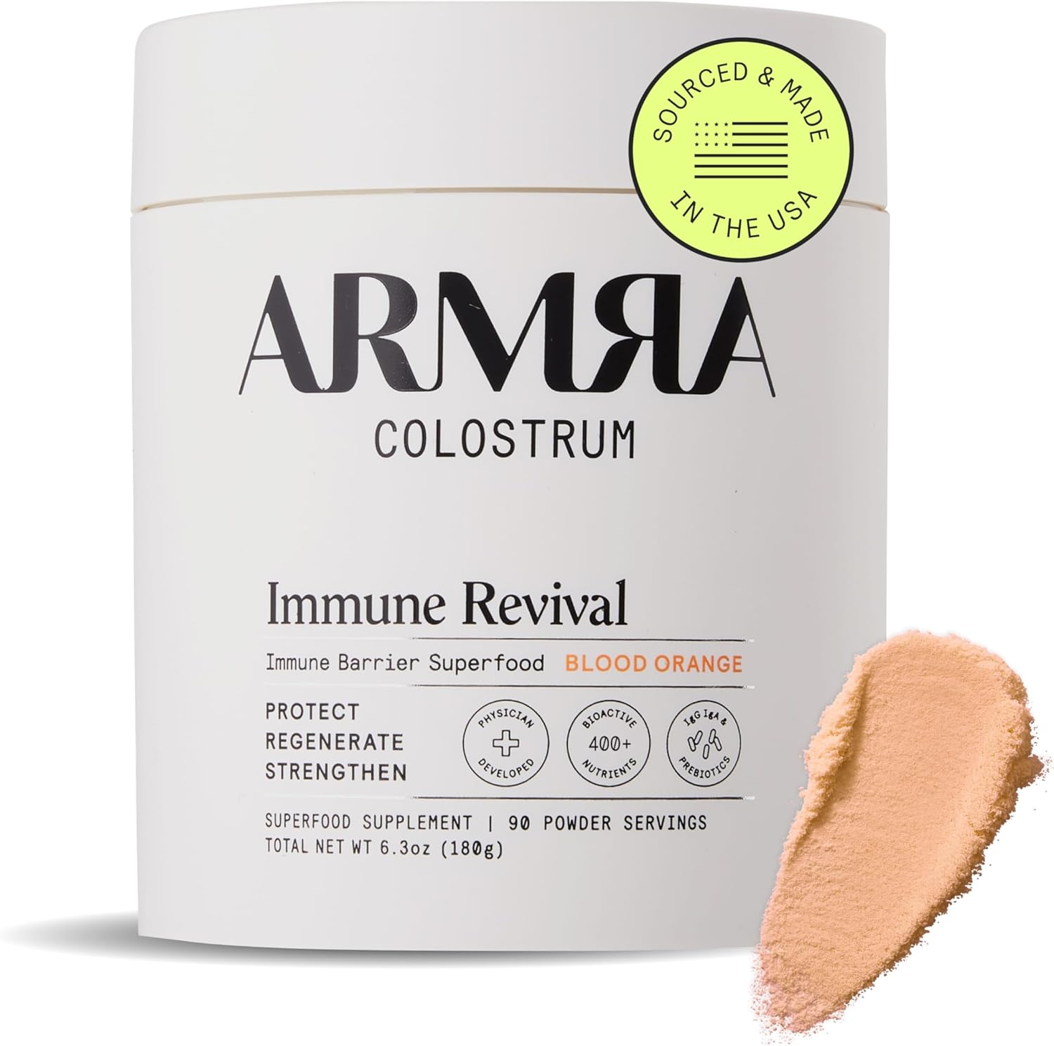 ARMRA Colostrum Powder | Blood Orange | Gut Health & Bloating | Skin & Hair | Immunity | Keto, Gluten & Fat-Free | 90 Servings