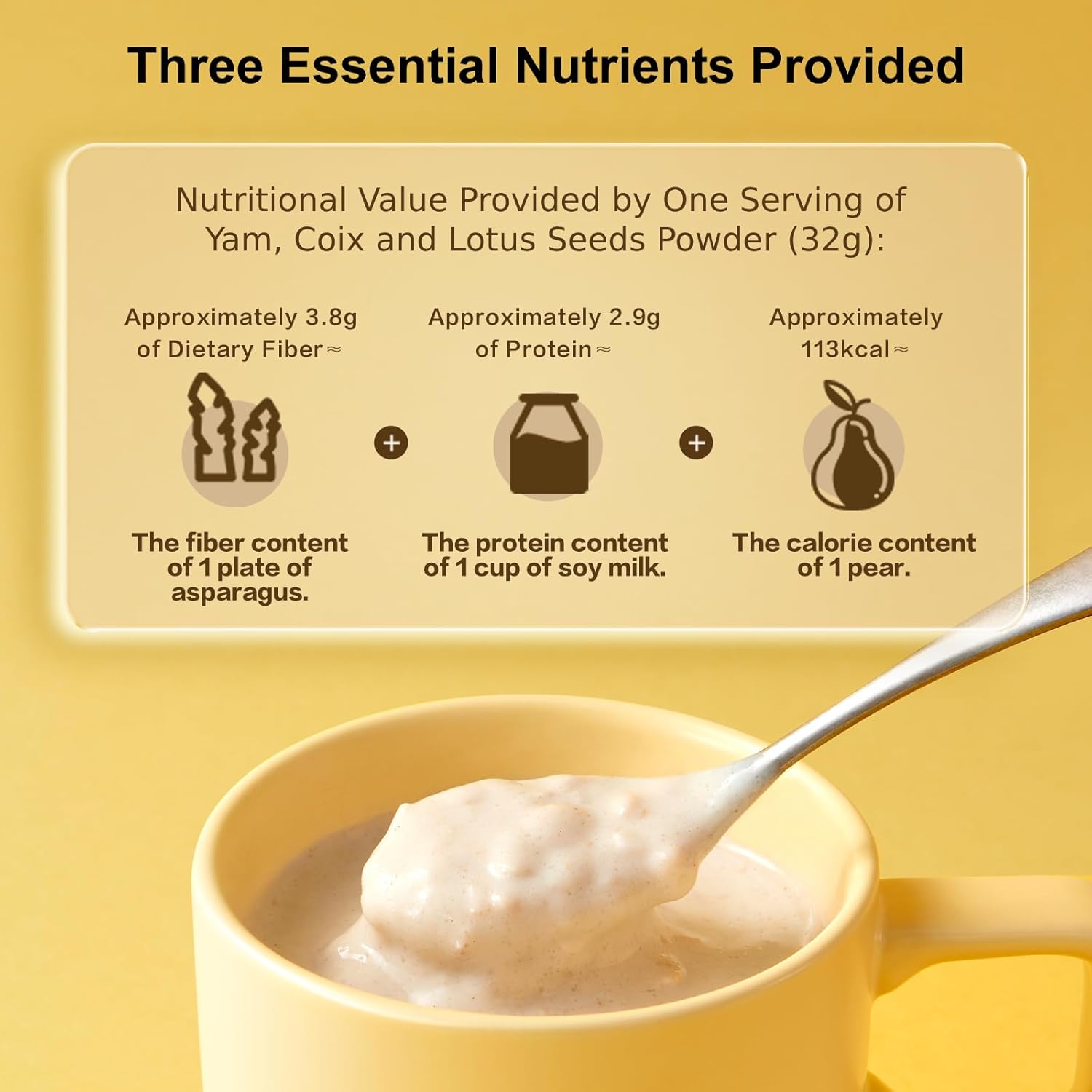 I WUGU Yam, Coix and Lotus Seeds Powder, Plant-Based Meal Replacement, with Probiotics and Prebiotics for Gut Health, High in Protein and Fiber, Low Calorie, Instant Digestive Wellness Drink, Non-GMO, Vegan, No Added Sugar, No Artificial Flavors, 19.25 oz (546g), 五谷磨房山药薏米芡实粉 - Image 4