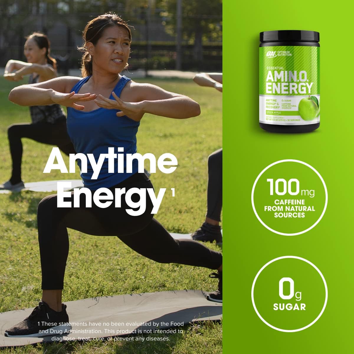 Optimum Nutrition Amino Energy - Pre Workout with Green Tea, BCAA, Amino Acids, Keto Friendly, Green Coffee Extract, Energy Powder - Green Apple, 30 Servings (Packaging May Vary) - Image 4