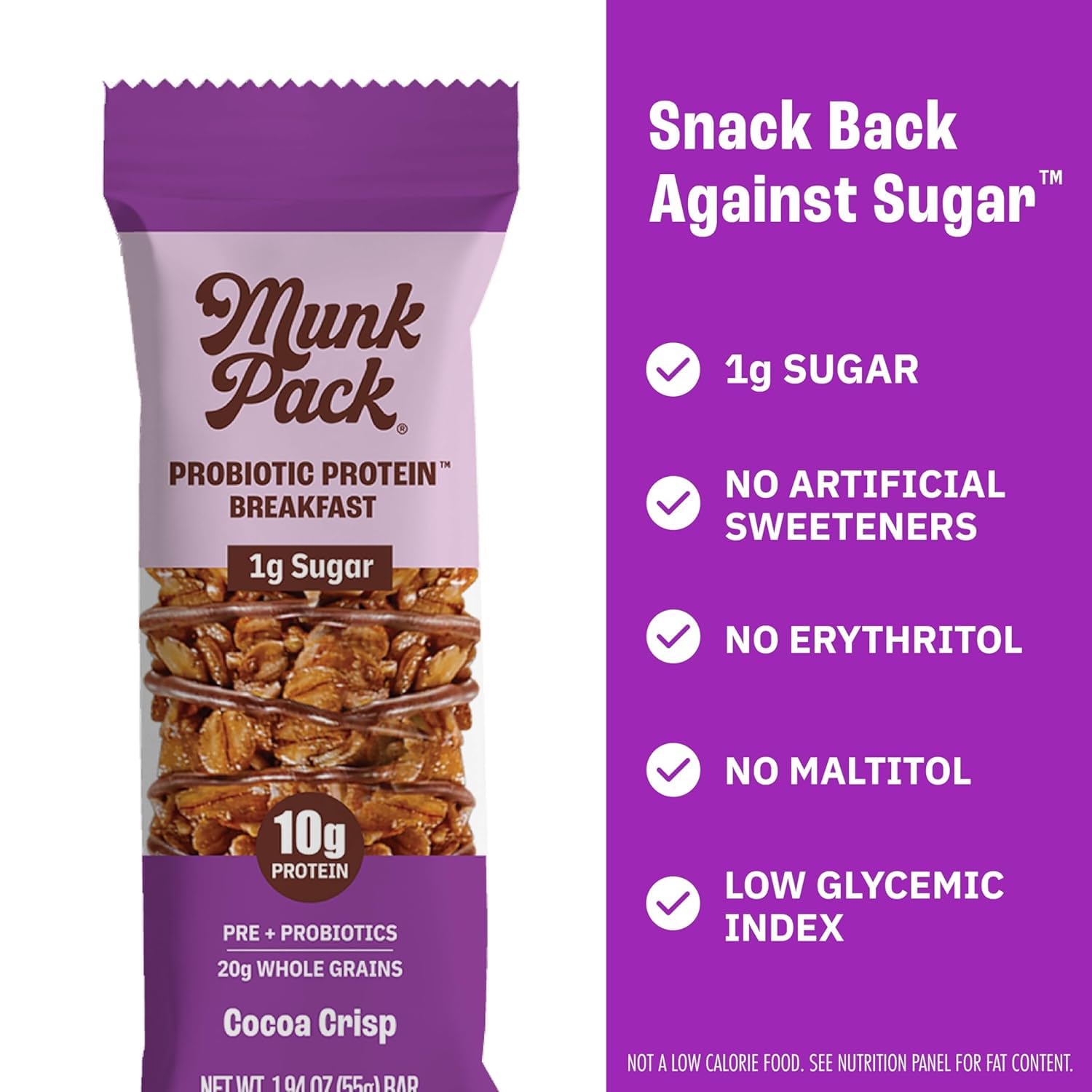 Munk Pack Sampler Pack Probiotic Protein Snack Bars | 10g Plant Protein, 1g Sugar, 6g Fiber |Diabetic-Friendly Ideal Breakfast Bars - On-the-Go Snacks, Gluten-Free, Non-GMO | 5 Count - Image 5