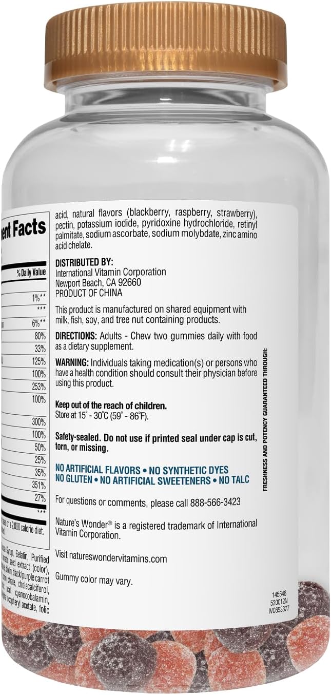 Nature's Wonder Men's Multivitamin Gummies, Supports Immune Health, Energy, Metabolism and Muscles with Vitamins A,C,D,B6,B12, 150 Men's Daily Multivitamin Gummies, 75 Day Supply - Image 7