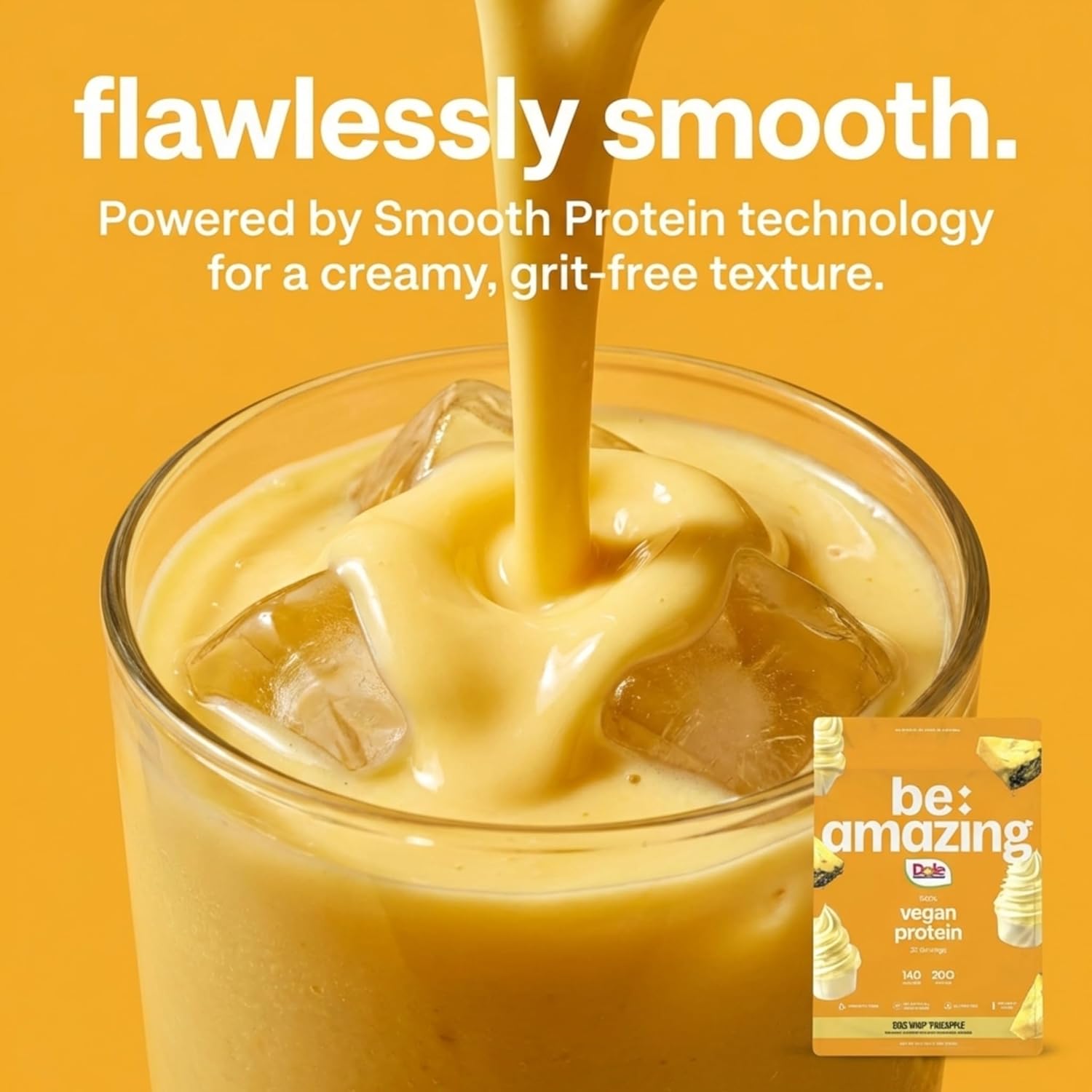 BE AMAZING Vegan Protein Powder, Dole Whip Pineapple, 20g Plant Based Protein with Prebiotic Fiber, Low Carb, Dairy and Gluten Free Shake Mix, No Added Sugar, 29.3 oz, 25 Servings - Image 4