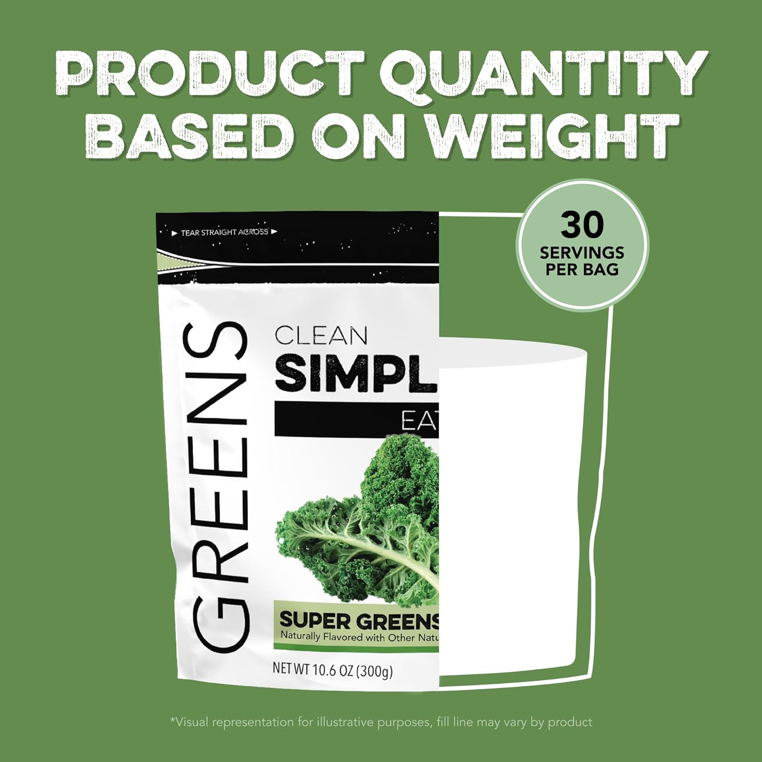 Clean Simple Eats Super Greens Powder, Naturally Flavored Greens Powder with Chlorella, Spirulina, Superfoods & Prebiotic Fiber, No Artificial Ingredients, Gluten Free, Classic Greens Flavor, 30 Srvgs - Image 5