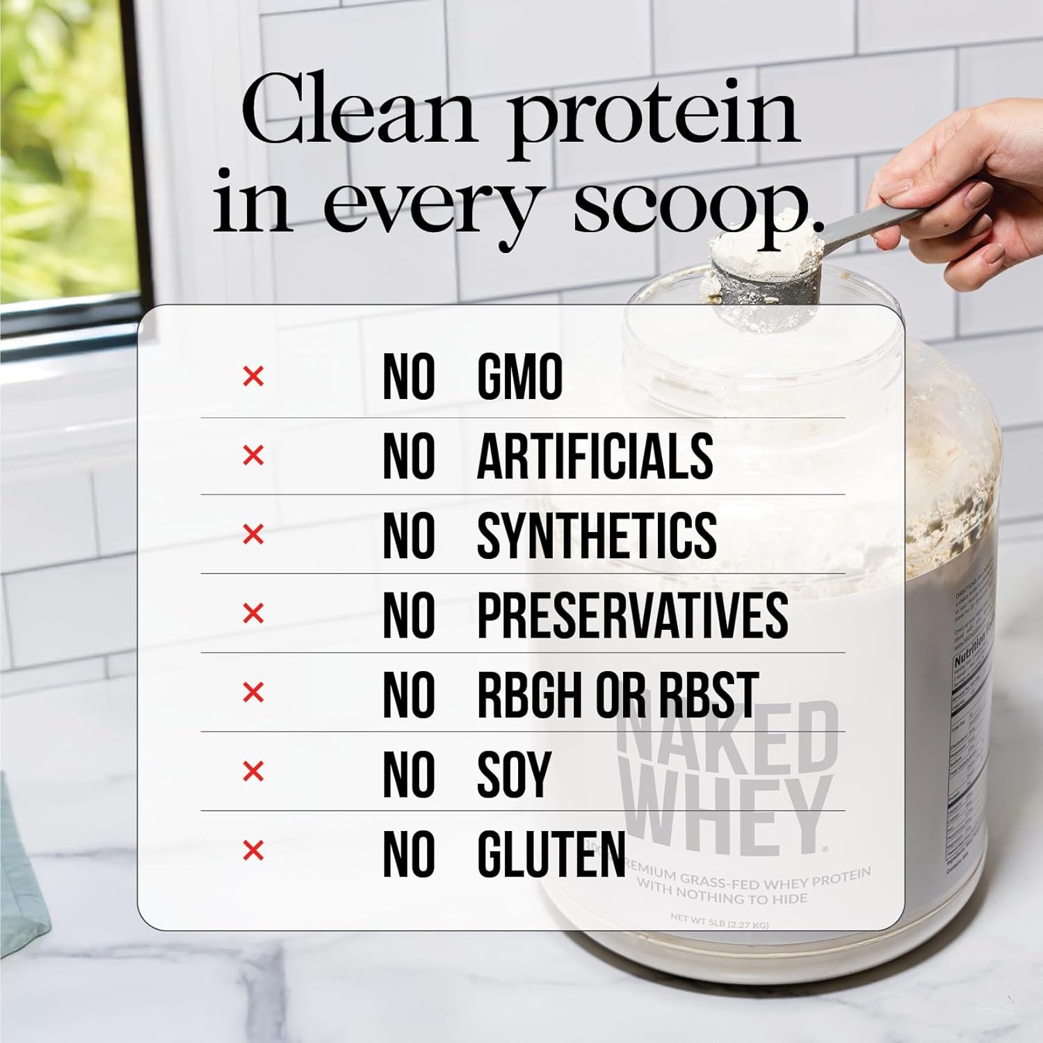 NAKED Whey Vanilla Protein Powder - Only 3 Ingredients - Grass Fed Whey Protein Powder, Vanilla Flavor, and Organic Coconut Sugar, NSF Certified, No GMO, No Soy, and Gluten Free - 24 Servings - Image 4