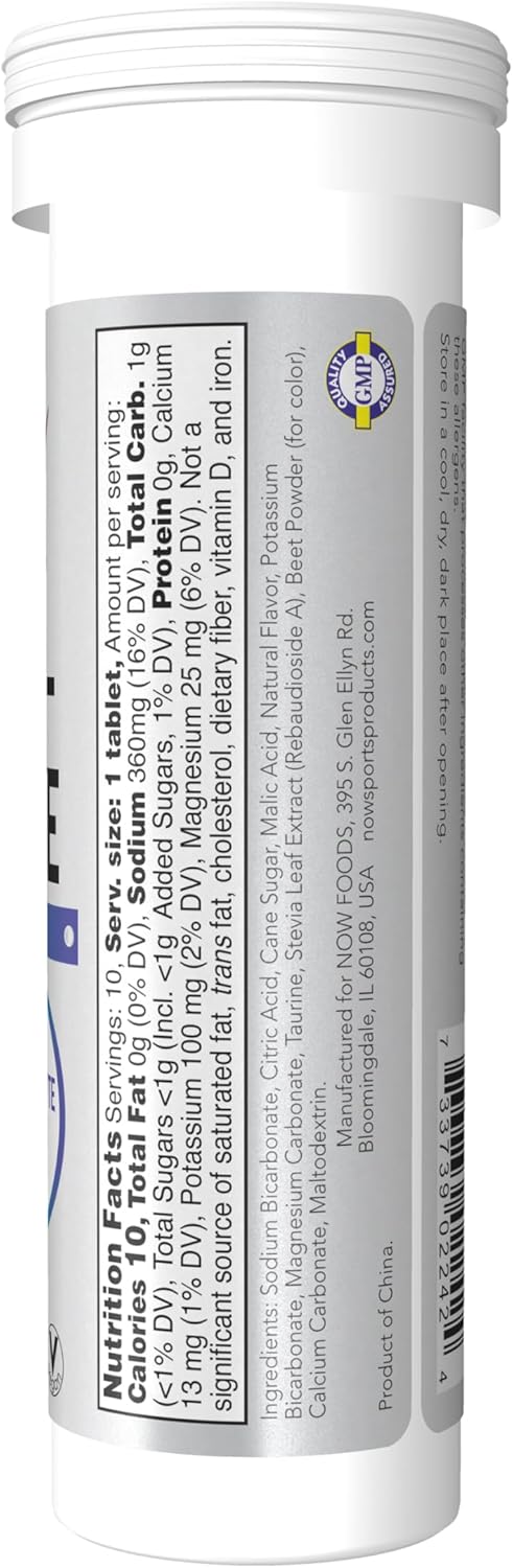 NOW Foods Sports Nutrition, Effervescent Effer-Hydrate, Electrolyte Supplement, Recovery*, Mixed Berry, 10 Tablets - Image 2