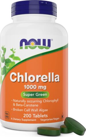 Now Chlorella Tablets,1000mg, 200 T...