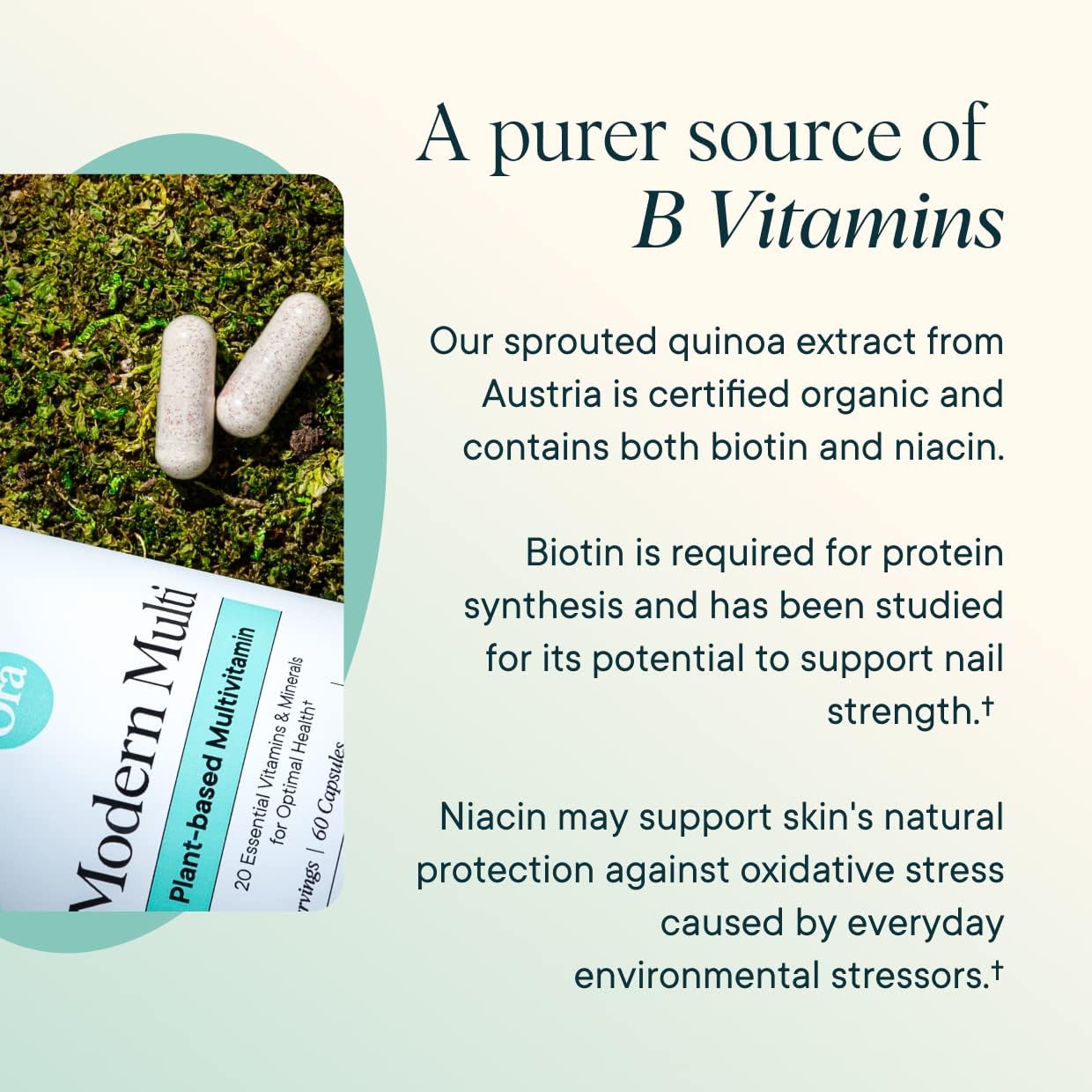 Ora Organic Plant Based Multivitamin for Women and Men, Bluelight Protection - Brain, Eye, Energy, Immune, Skin, Hair, Heart, and Bone Health Support, 60 Vegan Capsules - Image 2