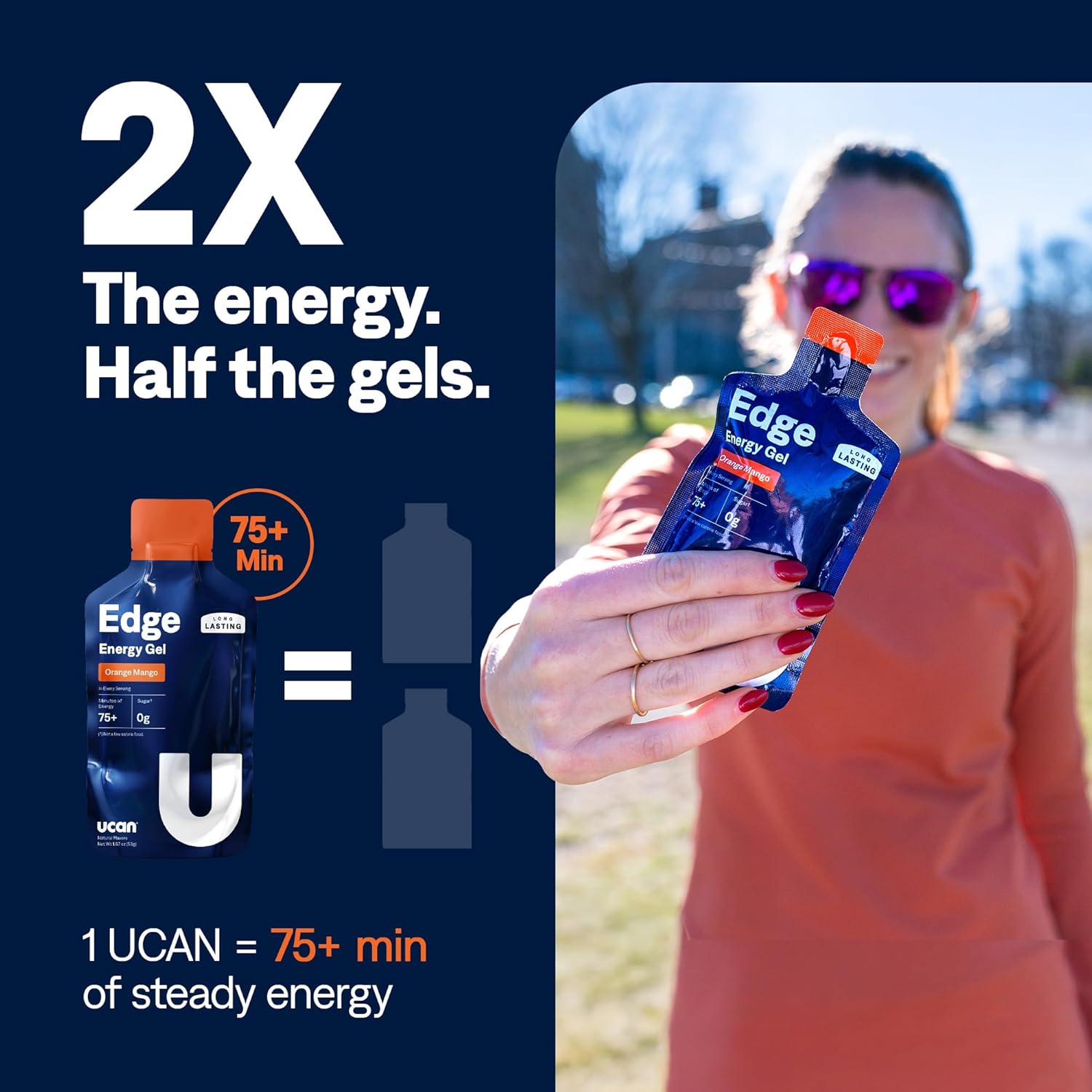 UCAN Edge Energy Gel Shots, Orange Mango (12, 2 Ounce Packets) for Running, Training, Workouts, Fitness, Cycling, Crossfit | Sugar-Free, Vegan, & Keto Friendly Energy - Image 3