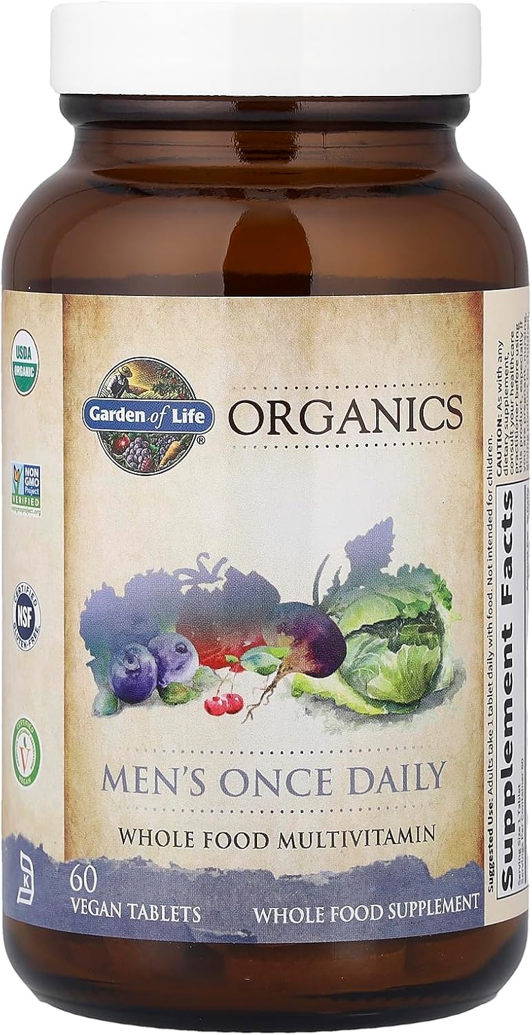 Garden of Life Once Daily Whole Food Multivitamin for Men, Organic Mens Vitamins & Minerals, Vitamin C, Zinc, Vegan, for Health & Well-Being, 60 Tablets - Image 4