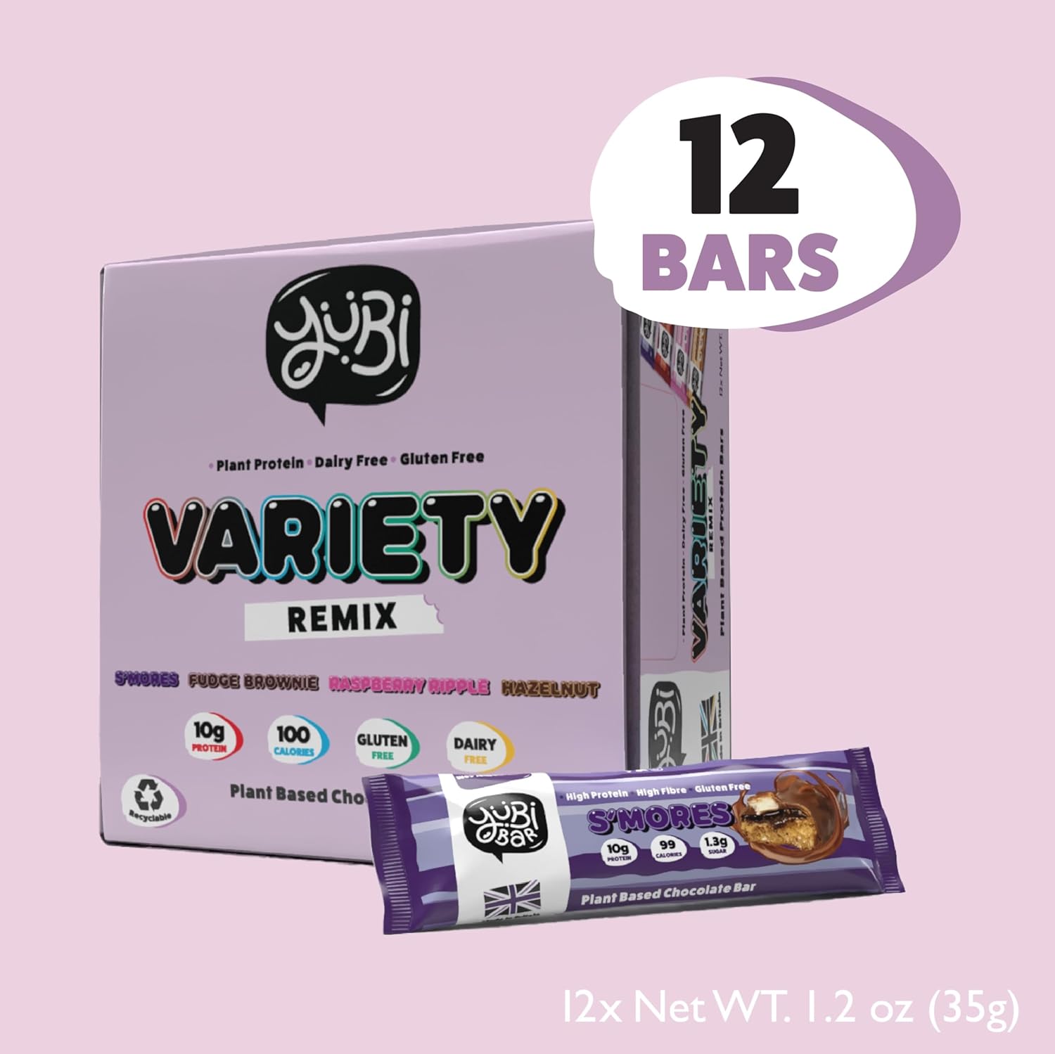 YuBi Bars - Protein Bars - 12 Bar Variety Pack #2 - 100 Calories, 10g of Protein, Low Sugar, Low Carb, Palm Oil Free/Non-GMO, Gluten Free, Dairy Free, Healthy Snack, Non-GMO - 14.8oz (12 Pack, YuBi Mix) - Image 3