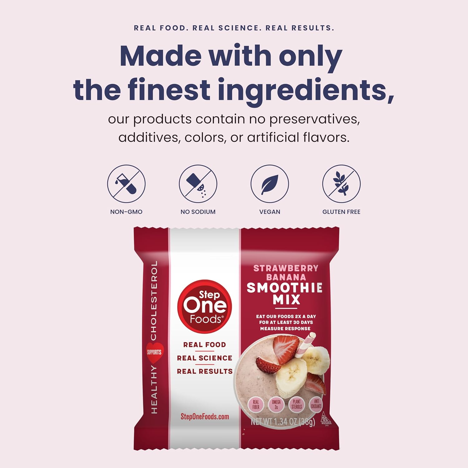 Step One Foods Strawberry Banana Smoothie Mix, Heart Healthy Snack Plant Sterols, Omega 3's and Dietary Fiber Gluten Free Vegan Non-GMO, Individual Packs (12 Pack) - Image 6