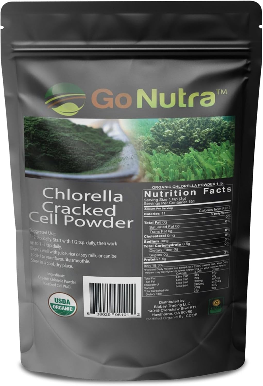 Go Nutra - Chlorella Powder, Pure Greens Powder with Vitamins, Minerals, and Antioxidants, All Natural Greens Superfood Powder, Chlorella Cracked Cell Green Powder, Non-GMO, Vegan, 16 oz - Image 8