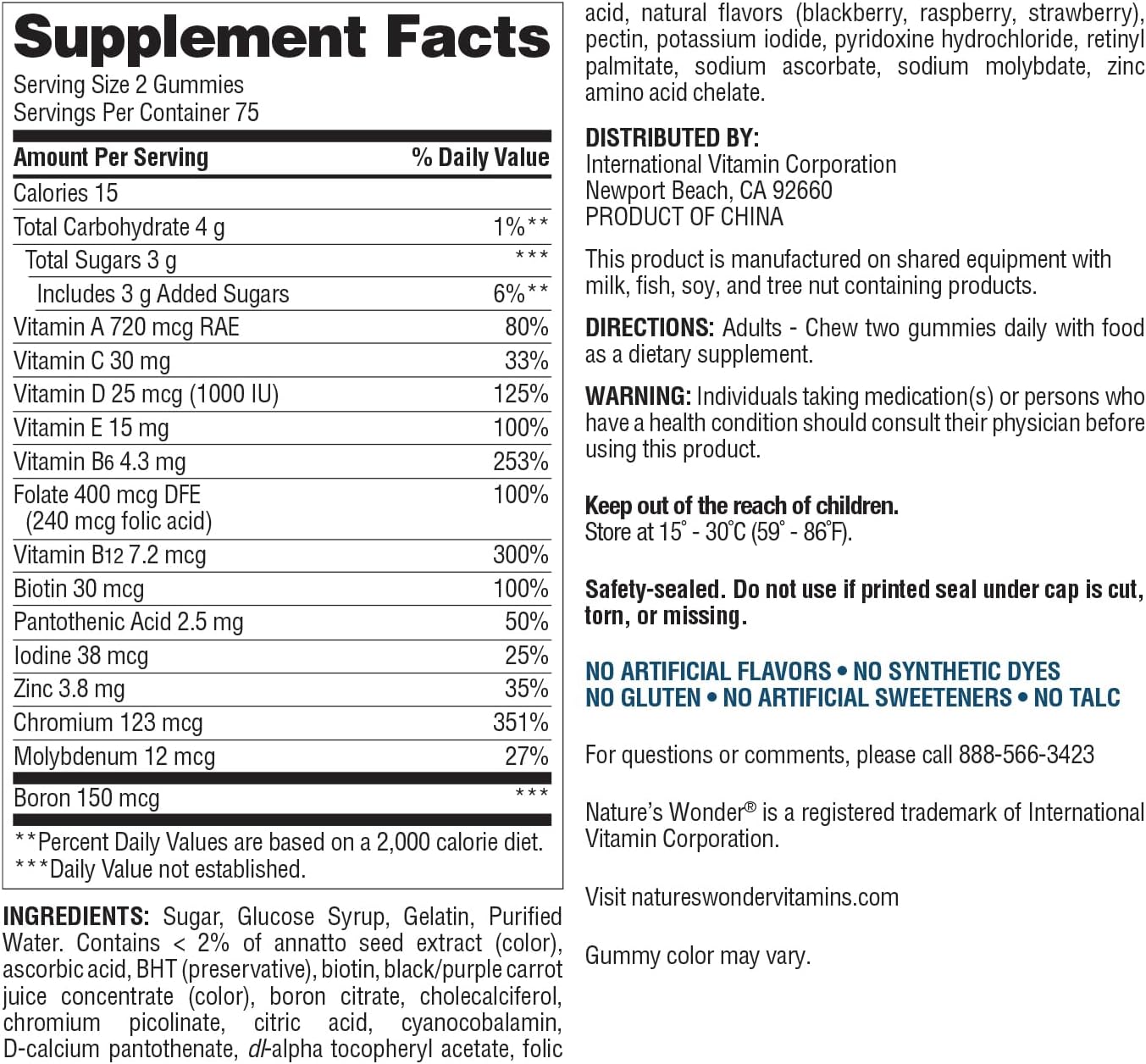 Nature's Wonder Men's Multivitamin Gummies, Supports Immune Health, Energy, Metabolism and Muscles with Vitamins A,C,D,B6,B12, 150 Men's Daily Multivitamin Gummies, 75 Day Supply - Image 6