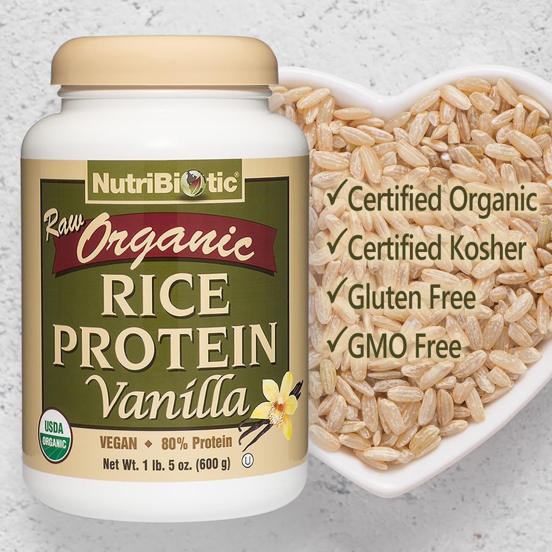 NutriBiotic Certified Organic Rice Protein Vanilla, 1 Lb. 5 Oz | Low Carbohydrate Vegan Protein Powder | Raw, Certified Kosher & Keto Friendly | Made Without Chemicals, GMOs & Gluten | Easy to Digest - Image 4